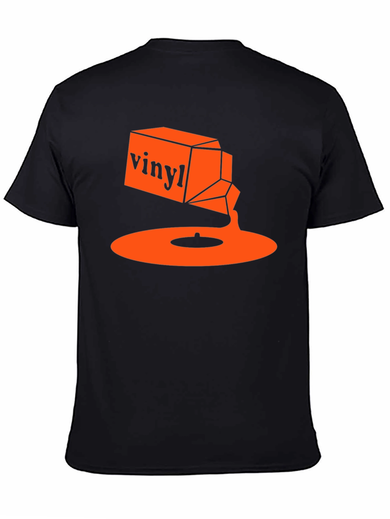Black Vinyl Music T-Shirt - Retro Orange Design view 4
