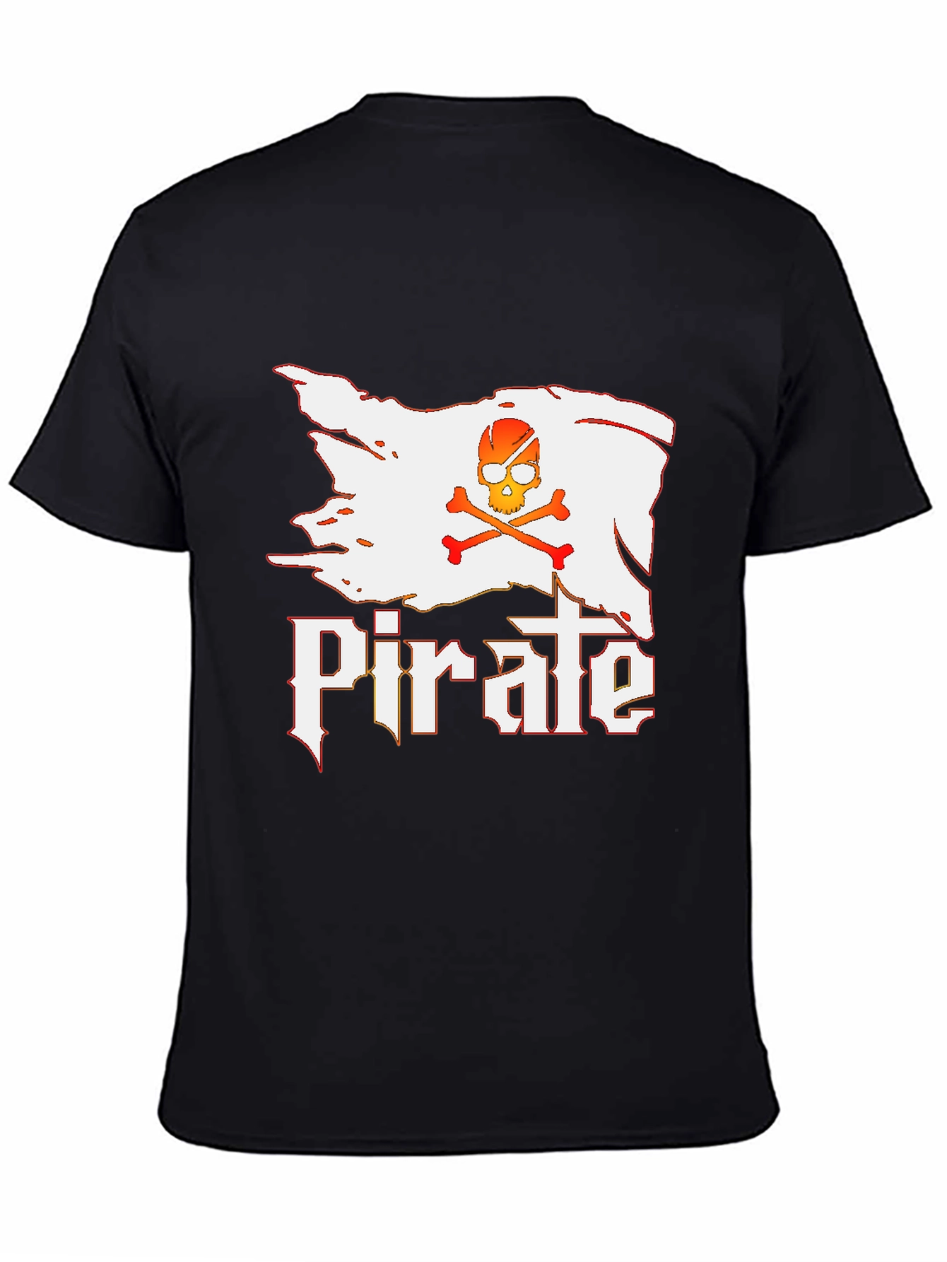 Black Pirate Skull Graphic T-Shirt - Black Cotton Tee view 4