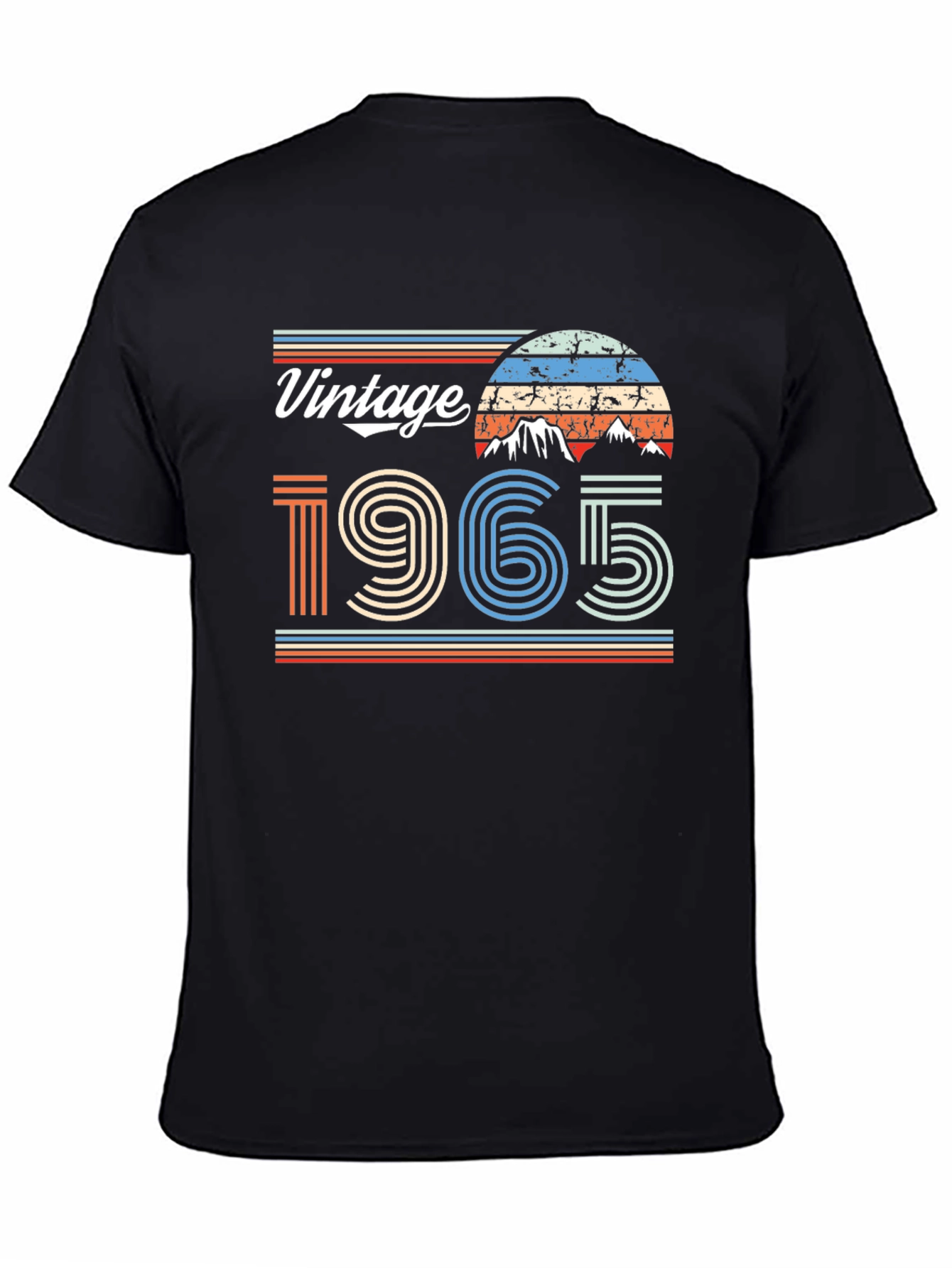 Black Vintage 1965 Retro Style T-Shirt view 4
