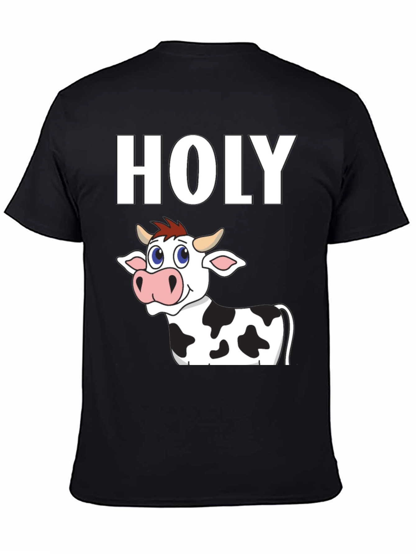 Black Holy Cow T-Shirt - Funny Cartoon Animal Tee view 4