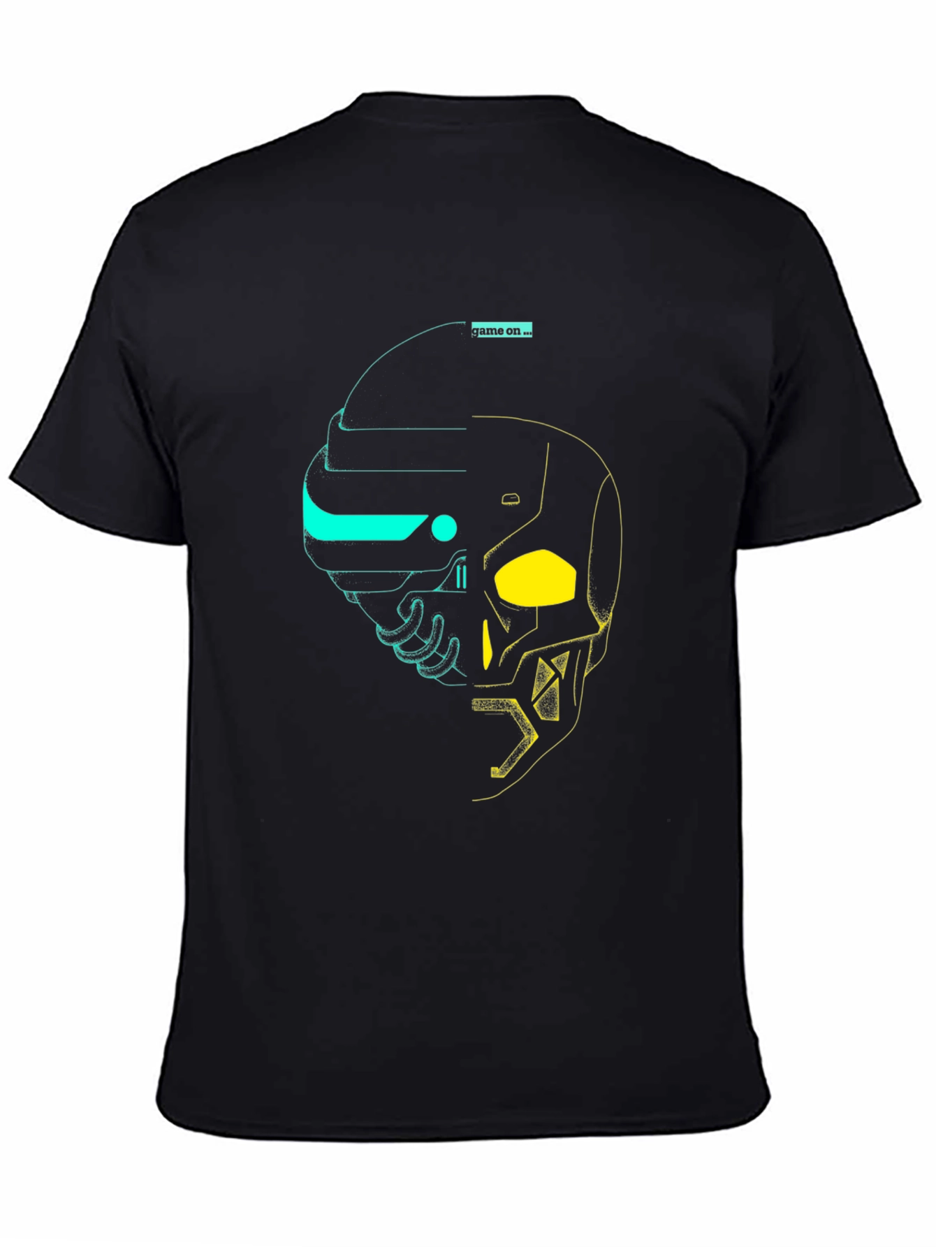 Black Game On Tee: Cyberpunk Skull Graphic T-Shirt view 4