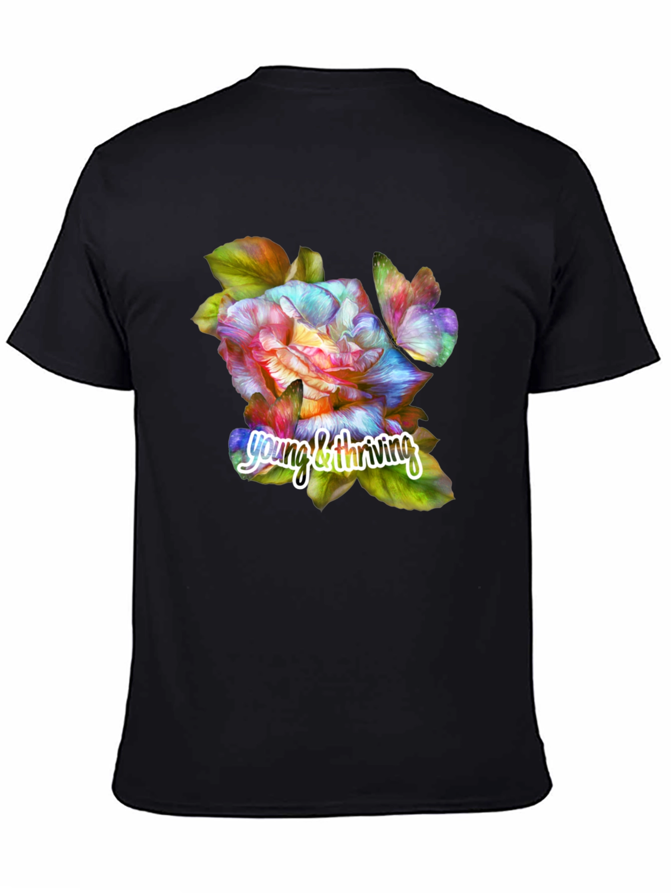 Black Young & Thriving Floral Graphic T-Shirt view 4