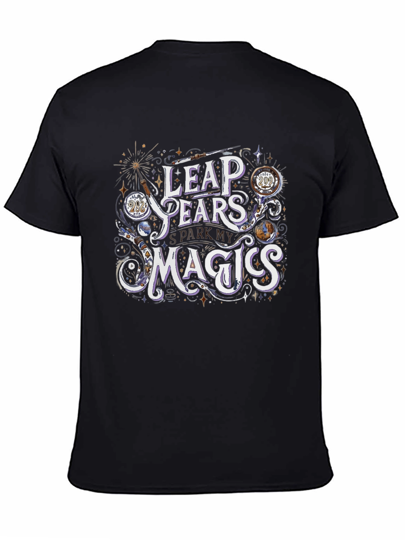 Black Leap Years are Magic Graphic Tee view 4