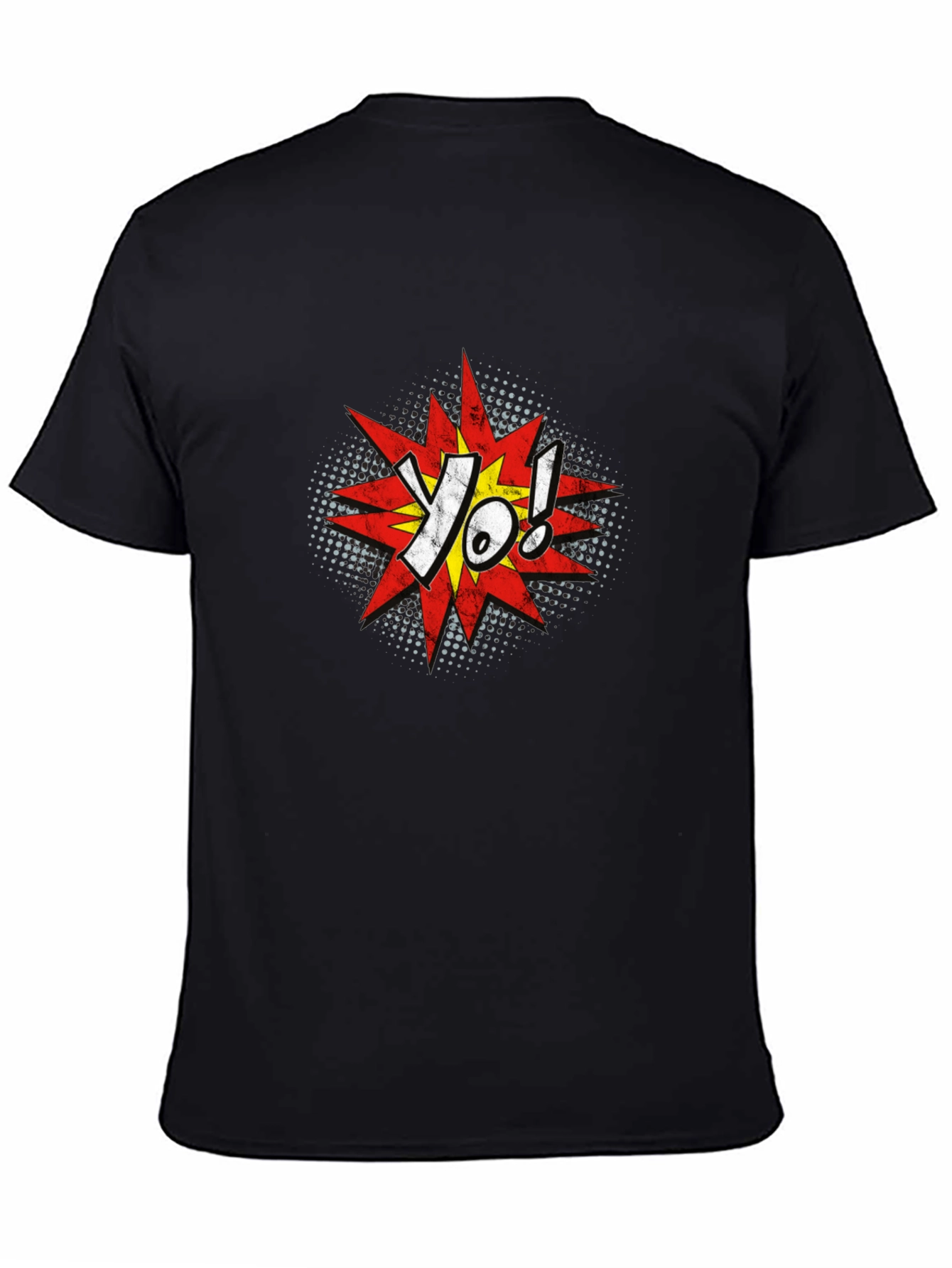 Black Yo! Comic Style Graphic T-Shirt - Black view 4