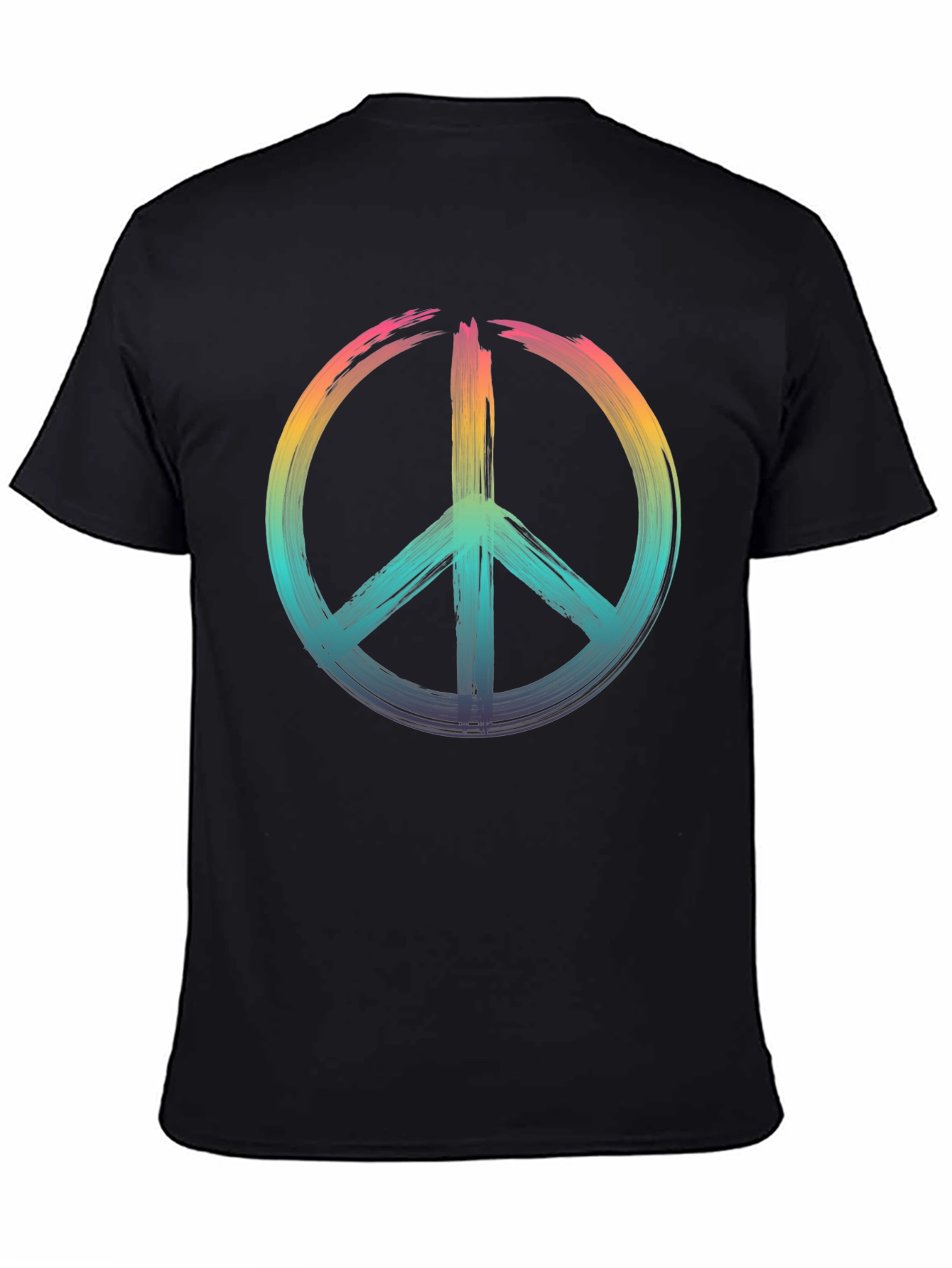 Black Peace Sign Rainbow T-Shirt - Soft Cotton Blend view 4