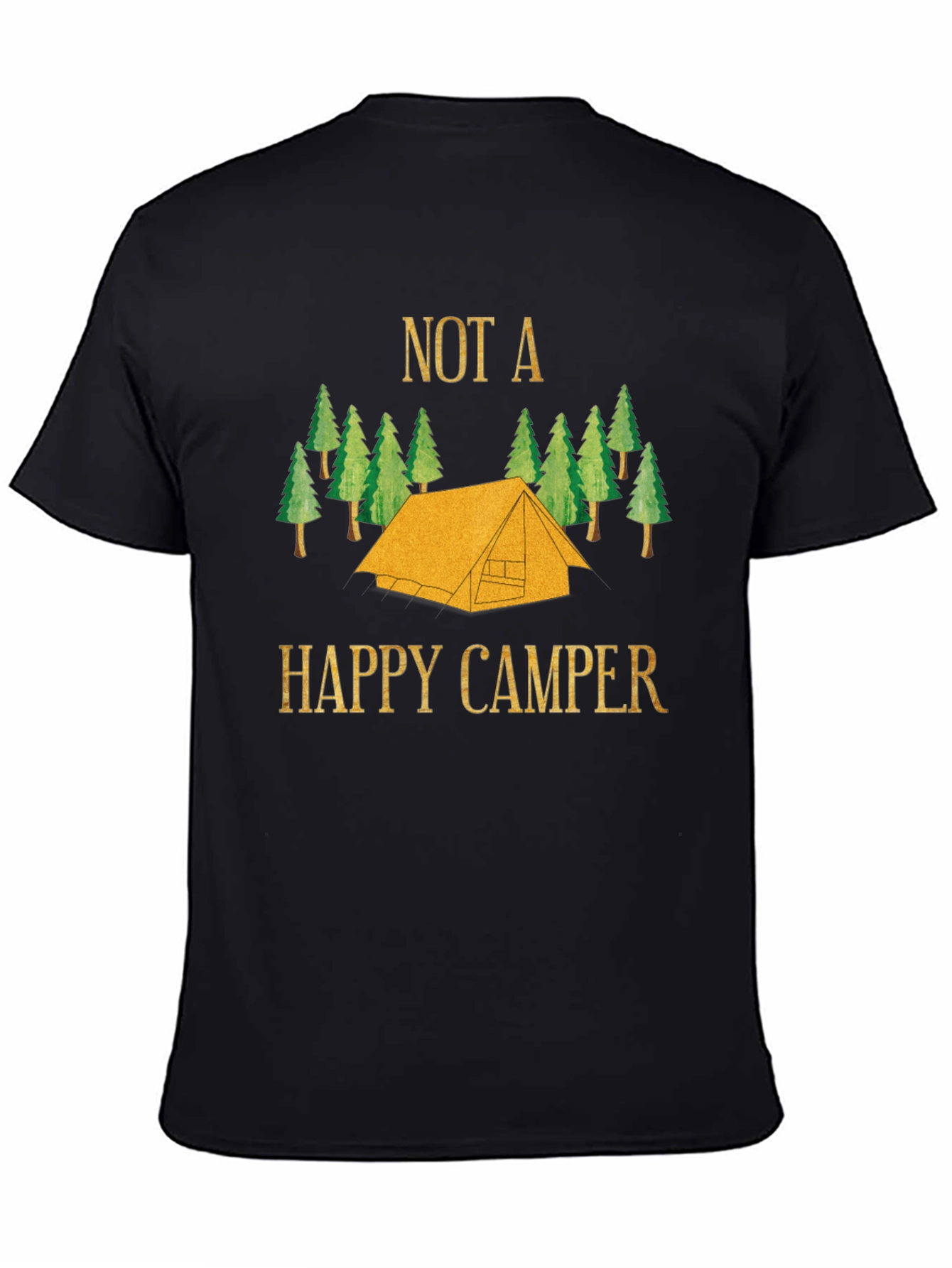 Black Not a Happy Camper Graphic Tee - Black Cotton view 4