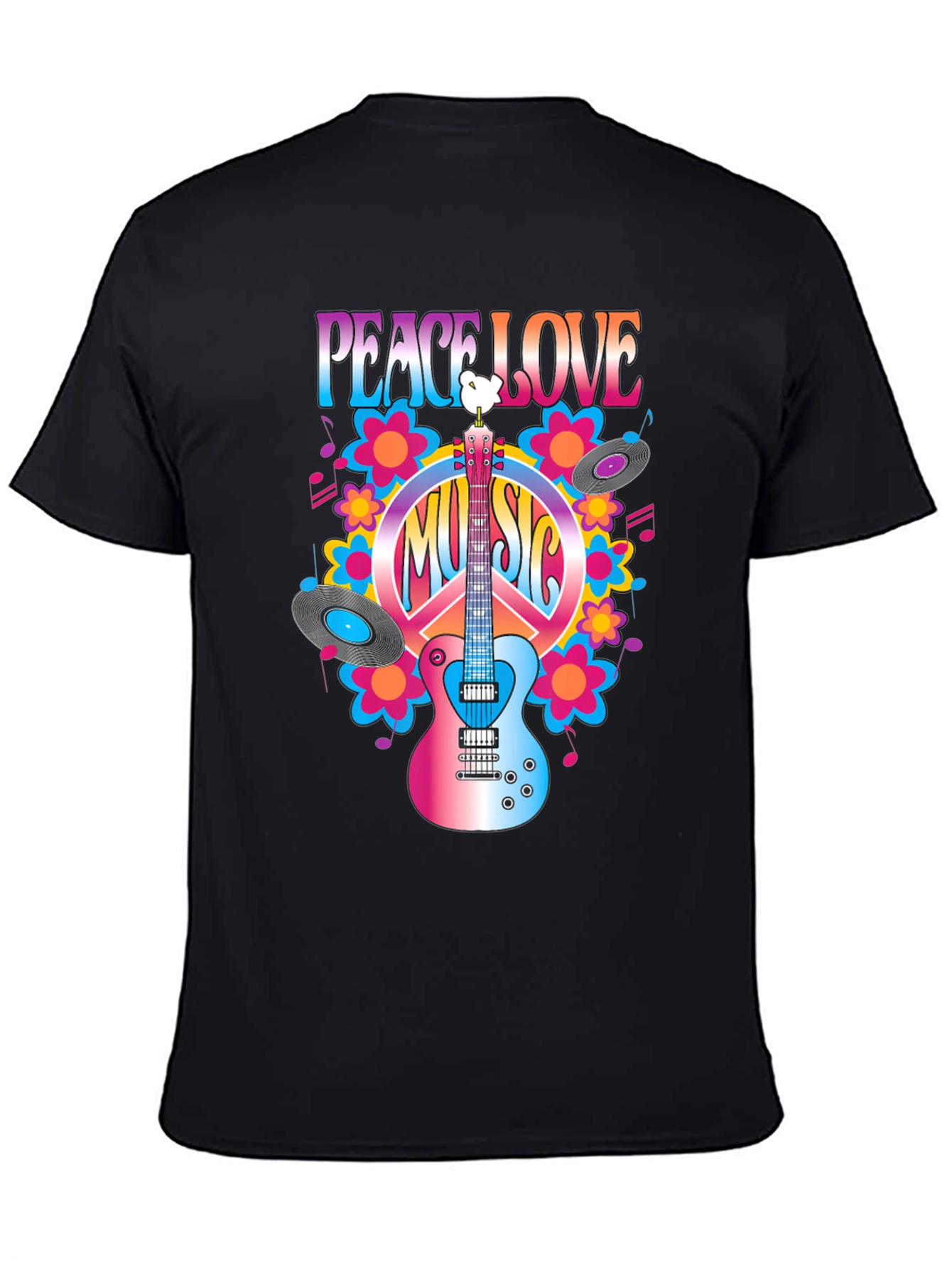 Black Peace Love Music T-Shirt view 4