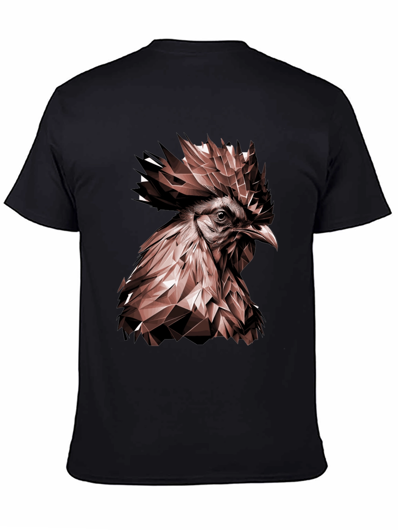Black Geometric Rooster Graphic Tee - Bold & Stylish view 4