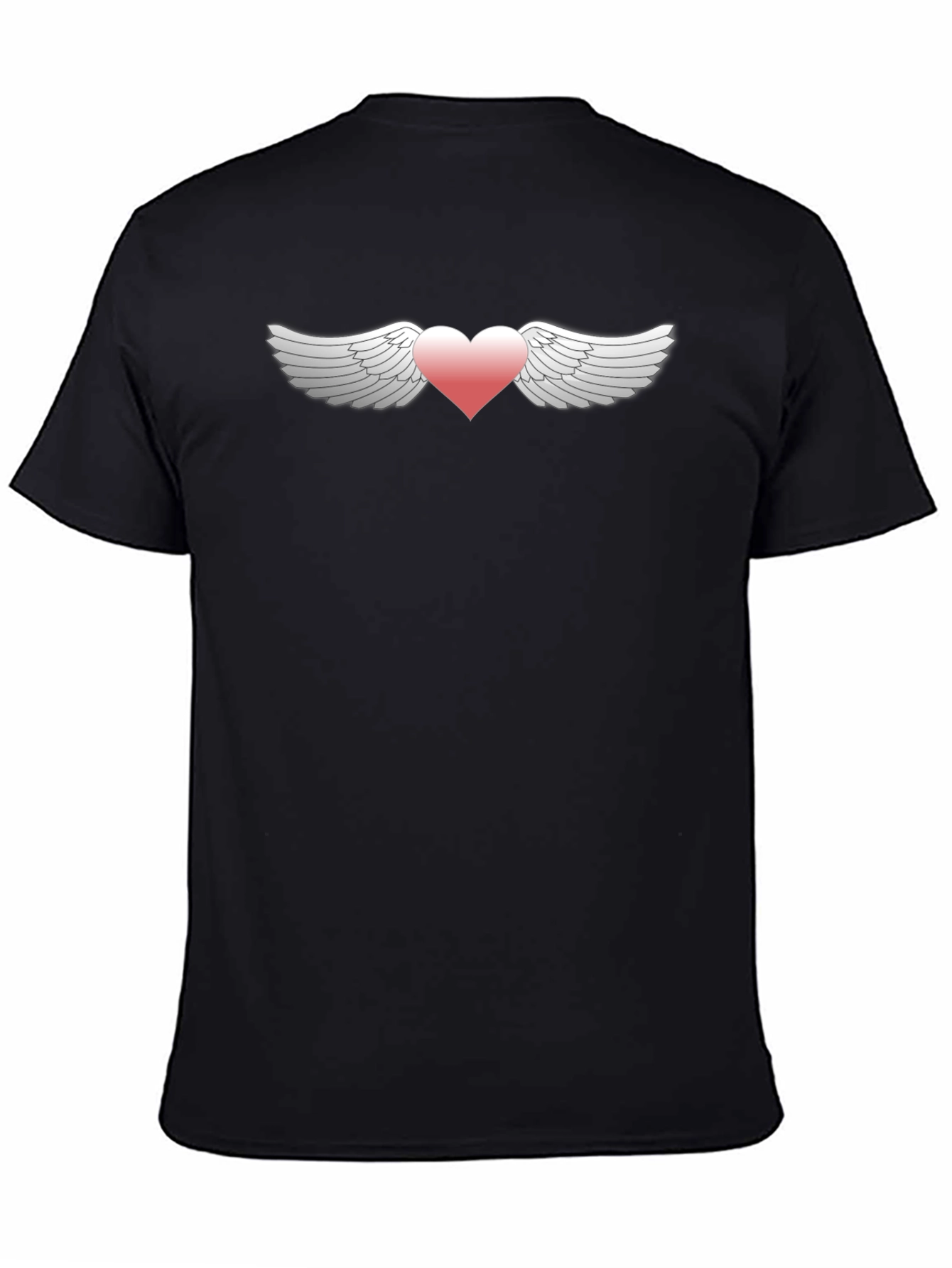 Black Heart with Wings Graphic Tee - Men's Black T-Shirt view 4