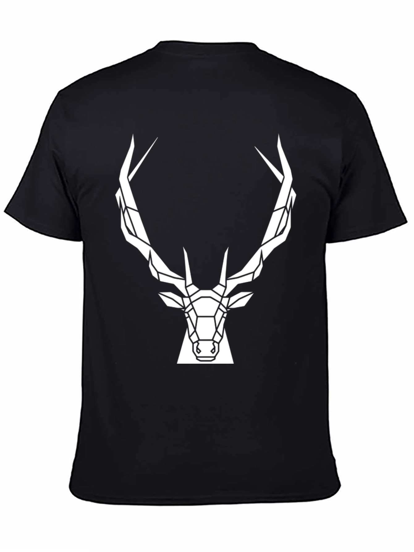 Black Geometric Deer Head T-Shirt - Modern Graphic Tee view 4