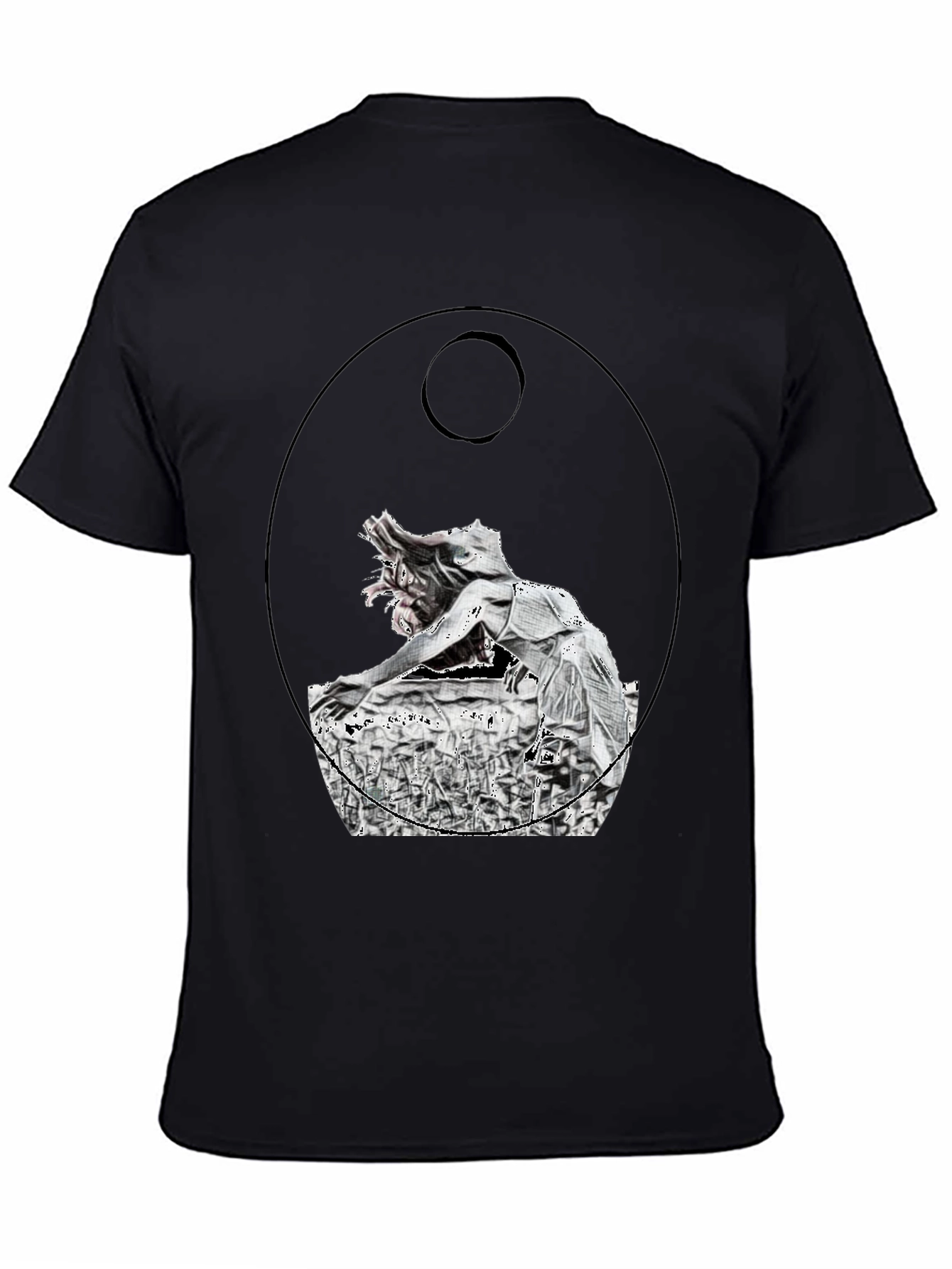 Black Abstract Graphic Print Black T-Shirt view 4