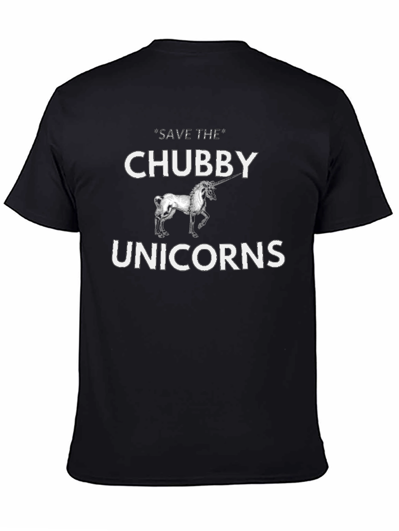 Black Save the Chubby Unicorns Black Graphic T-Shirt view 4