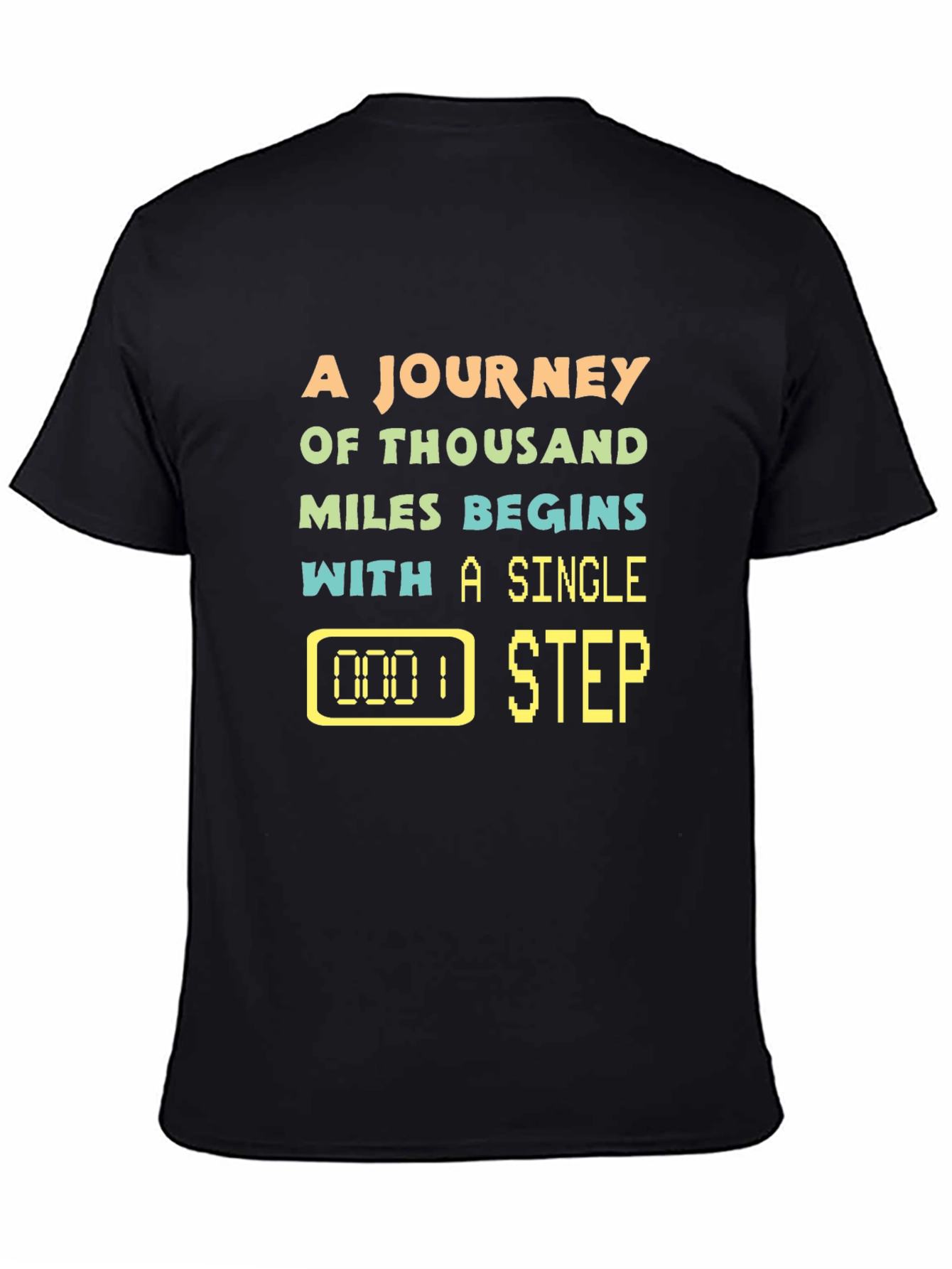 Black Journey of Thousand Miles Black T-Shirt view 4
