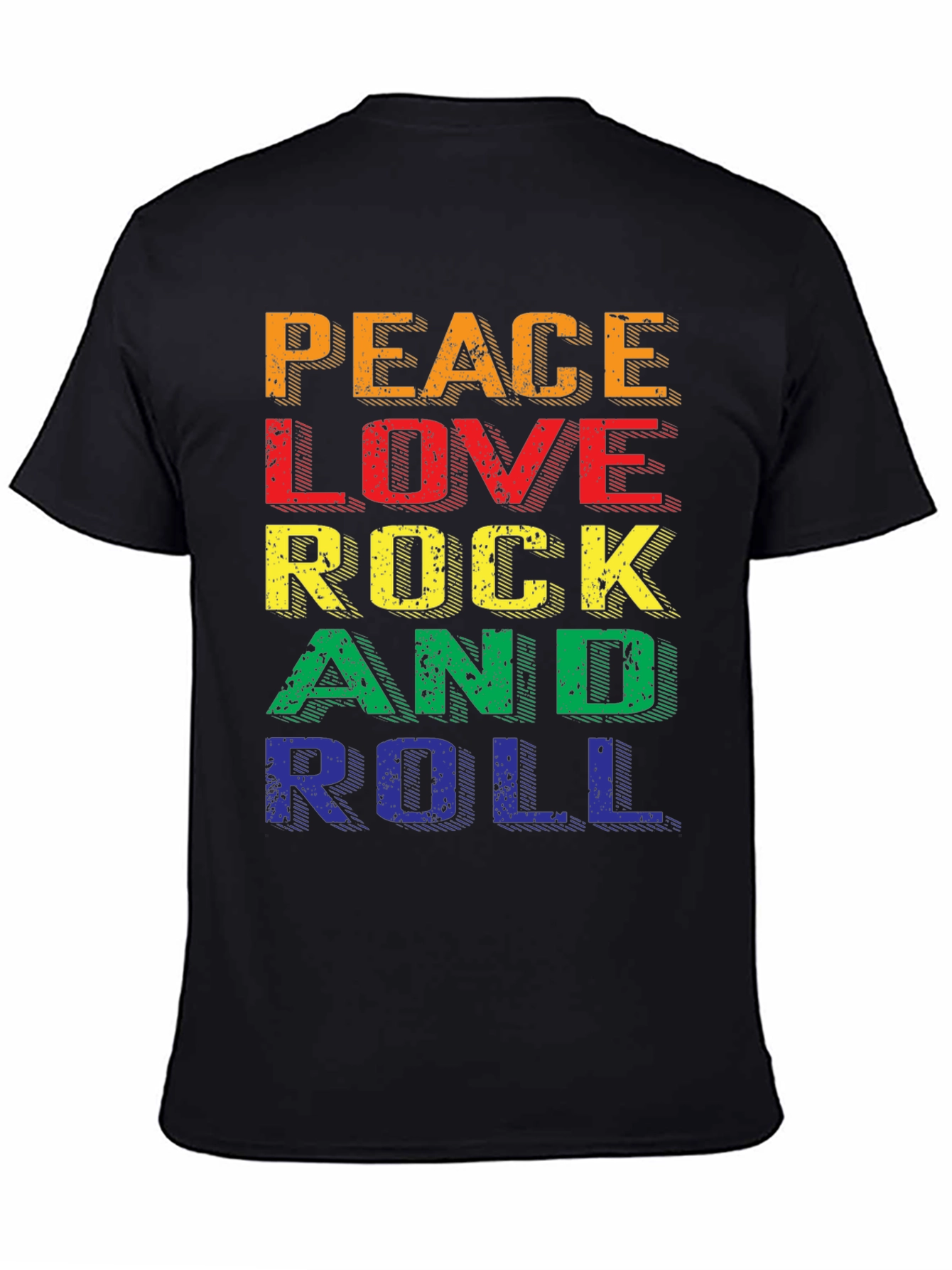Black Peace Love Rock & Roll Graphic Tee view 4