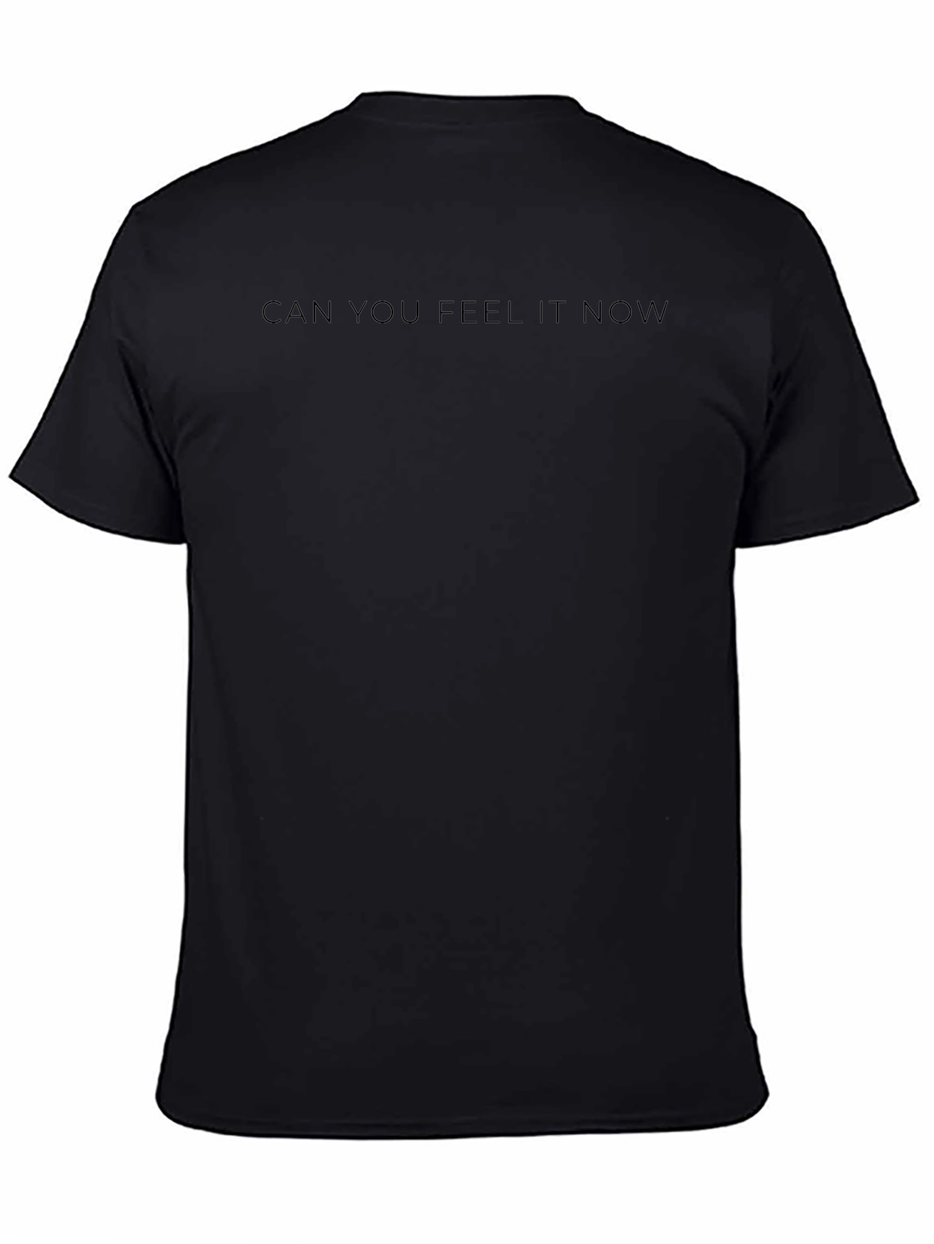 Black Can You Feel It Now Tee - Solid Black Crew Neck view 4