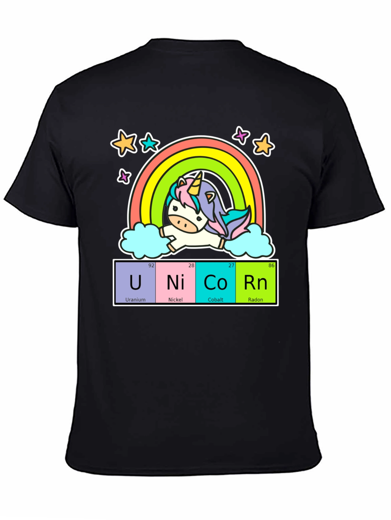 Black Unicorn Periodic Table Black T-Shirt view 4