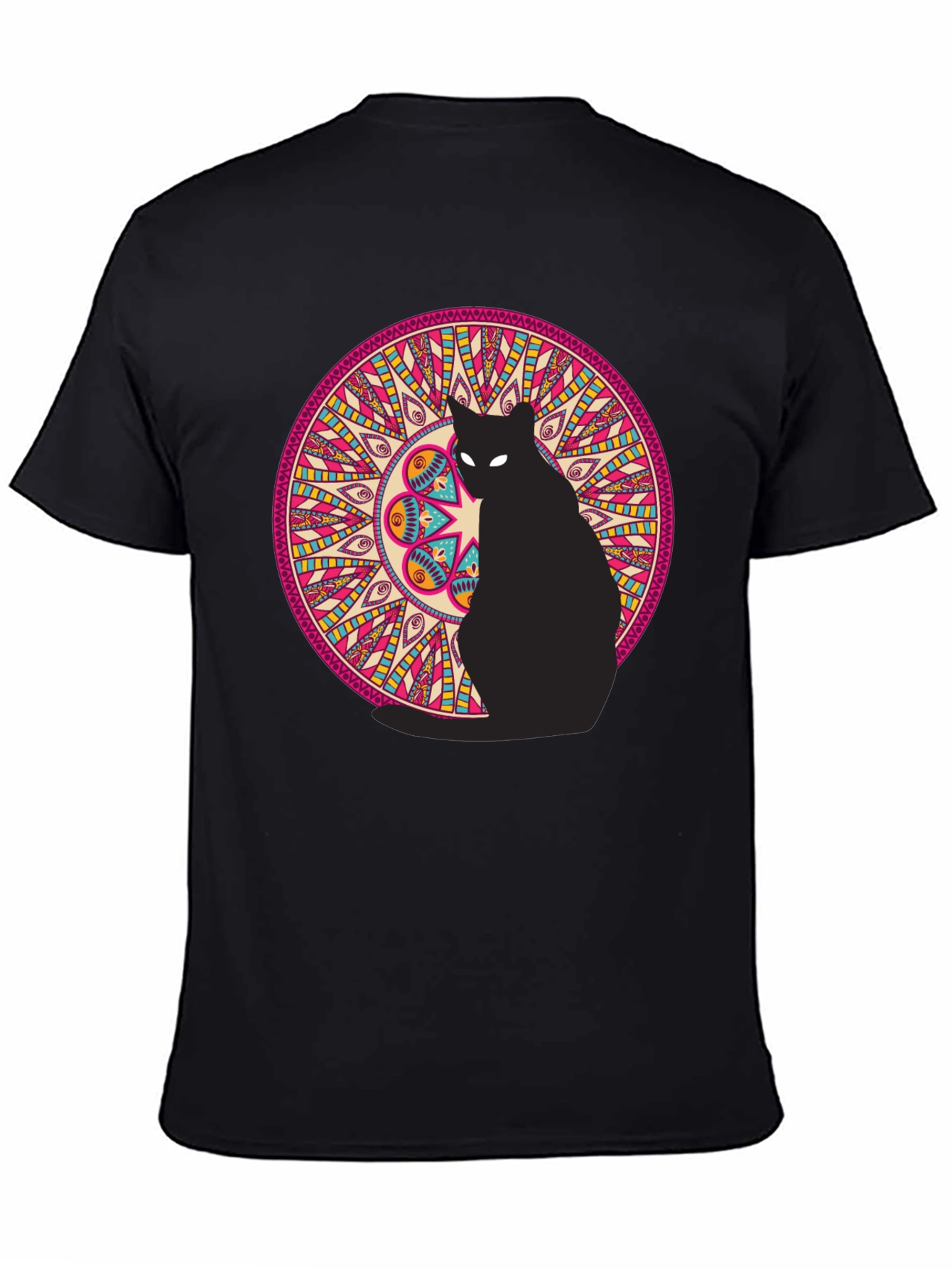 Black Black Cat Mandala Graphic Tee view 4