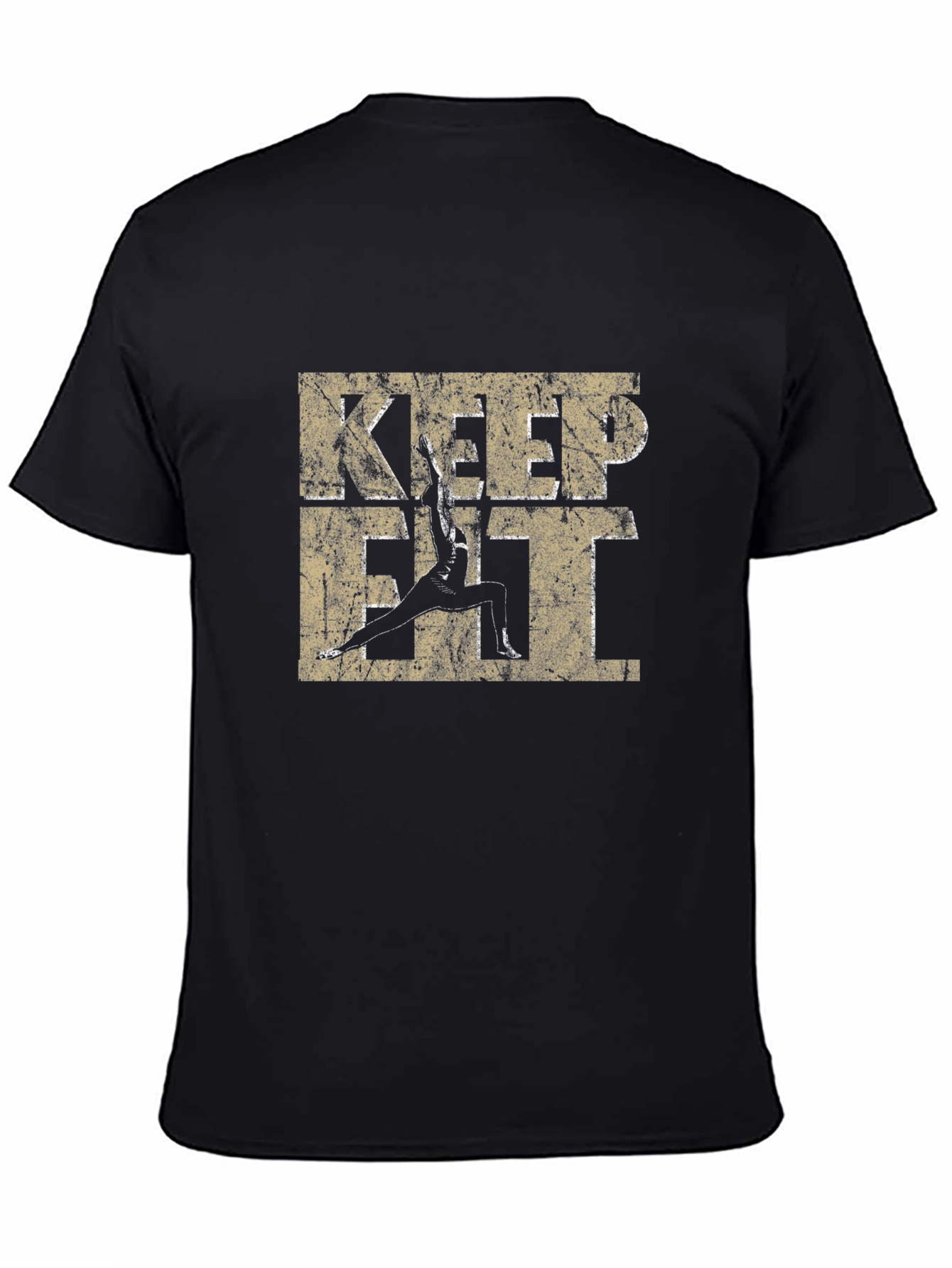 Black Keep Fit Graphic Tee - Motivational Workout Shirt view 4
