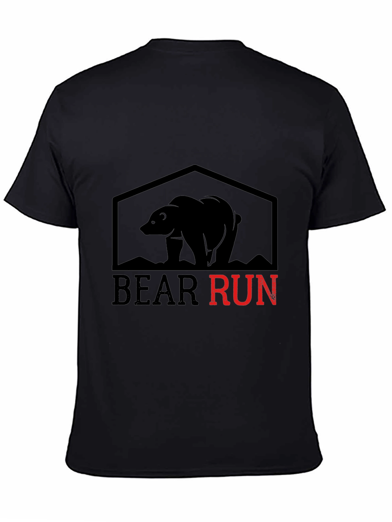Black Bear Run Graphic Tee - Black Cotton T-Shirt view 4