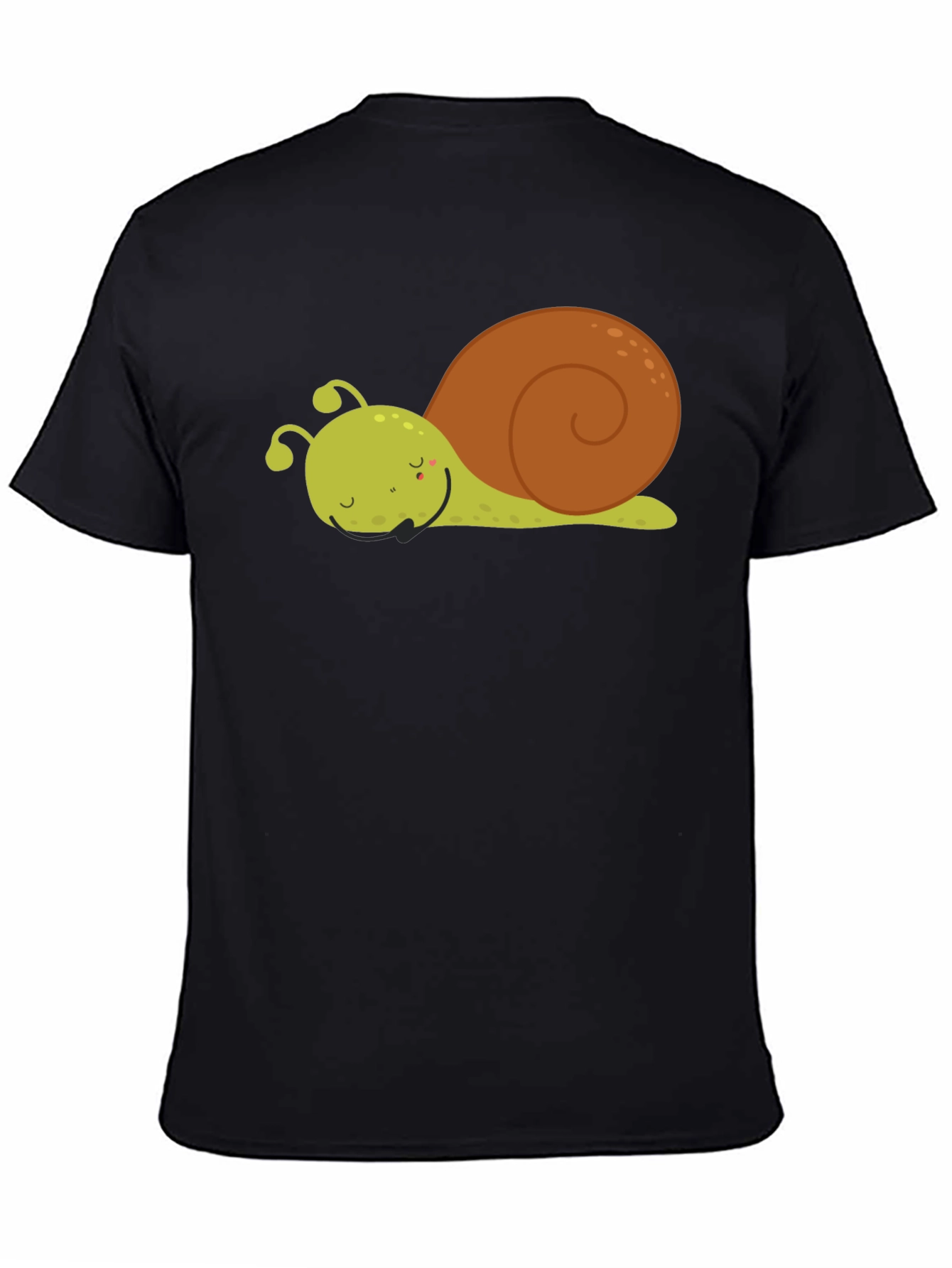 Black Cute Cartoon Snail Graphic Tee - Unisex Black T-Shirt view 4