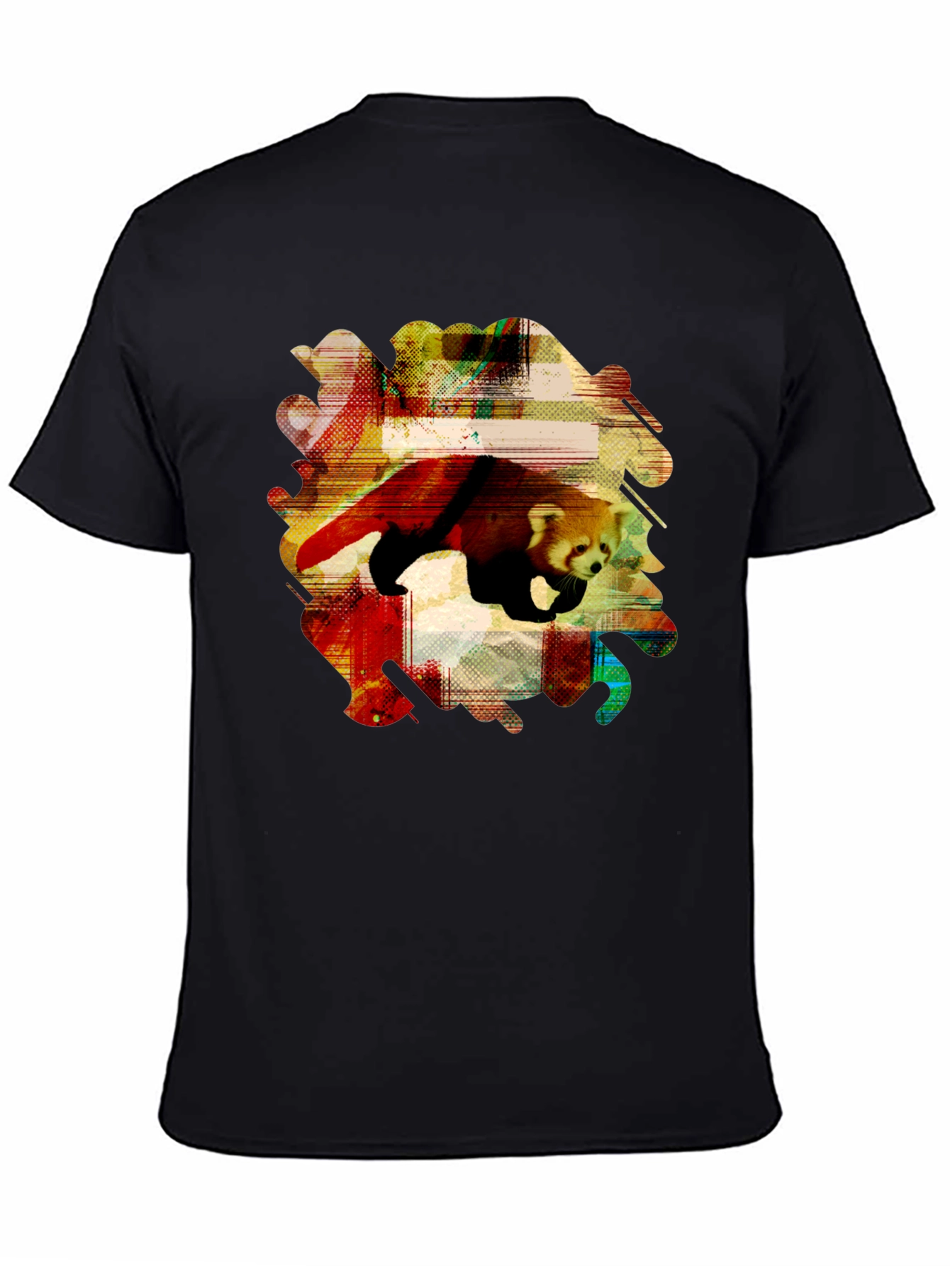 Black Red Panda Graphic Tee - Unique Abstract Design view 4