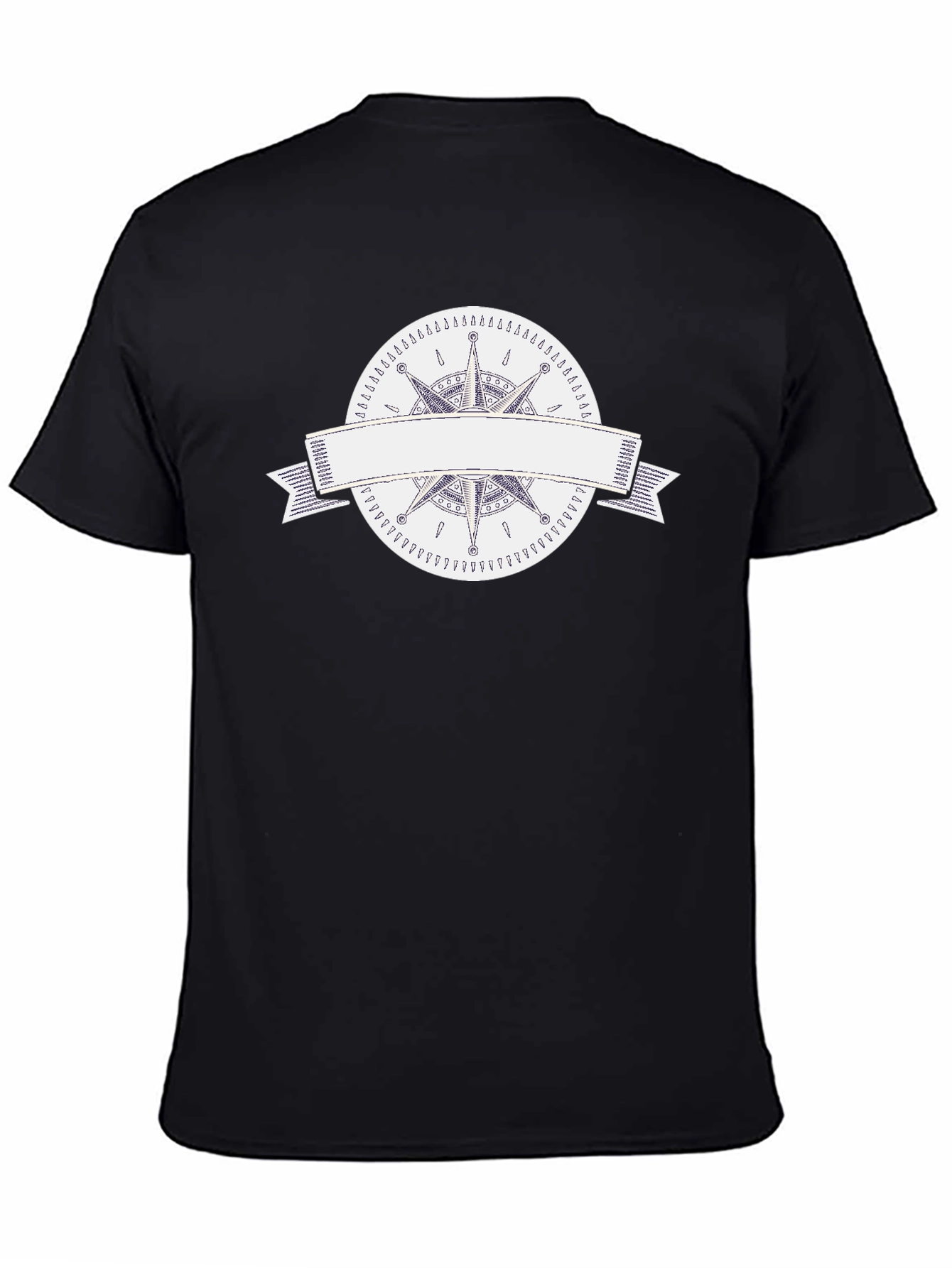 Black Men's Black T-Shirt with Compass Rose Graphic view 4