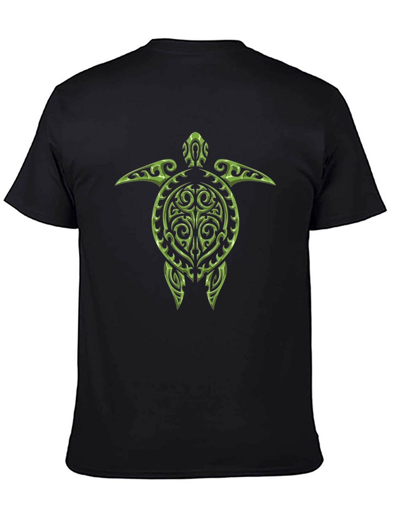 Black Tribal Turtle Graphic Tee - Black Cotton T-Shirt view 4