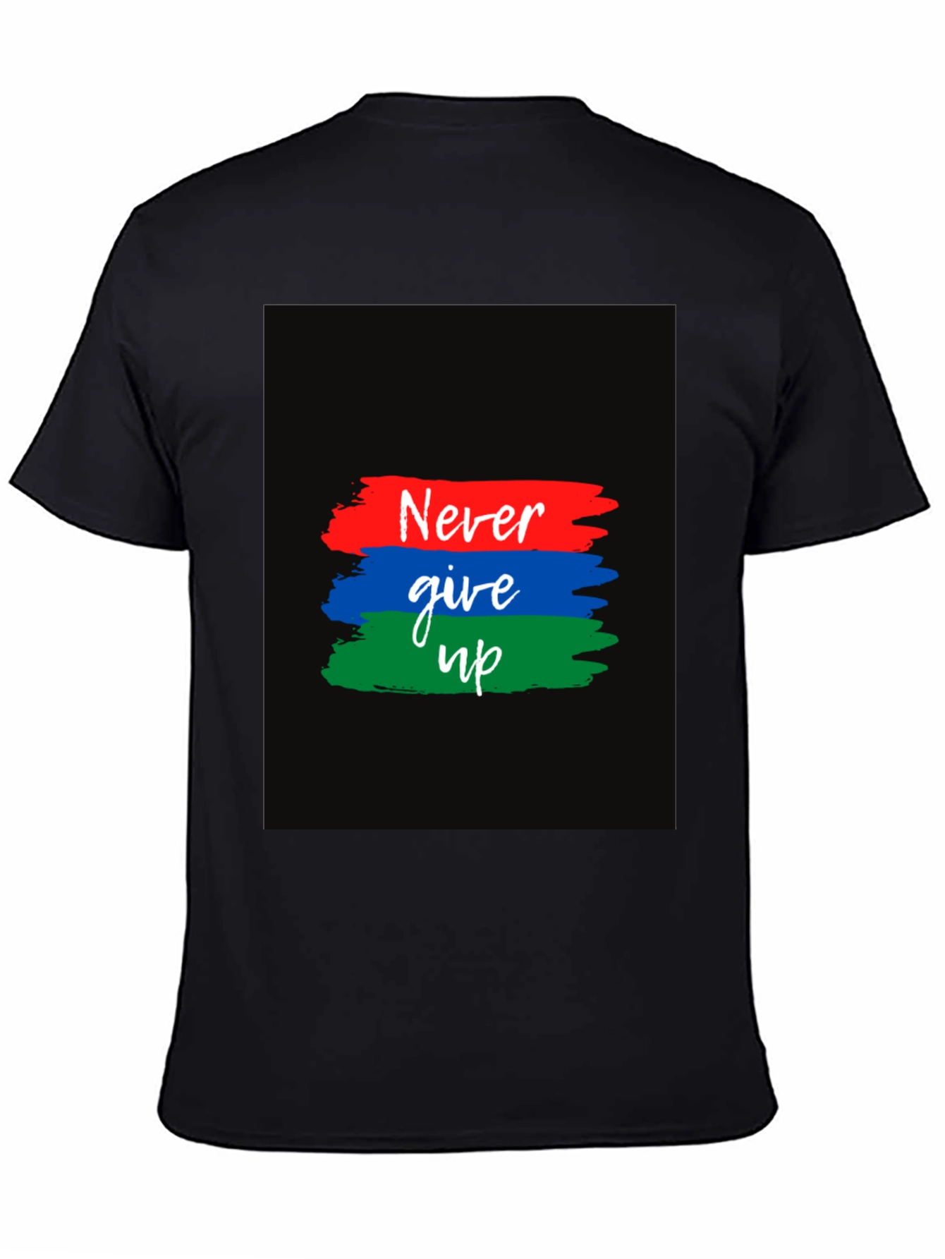 Black Never Give Up Graphic T-Shirt view 4