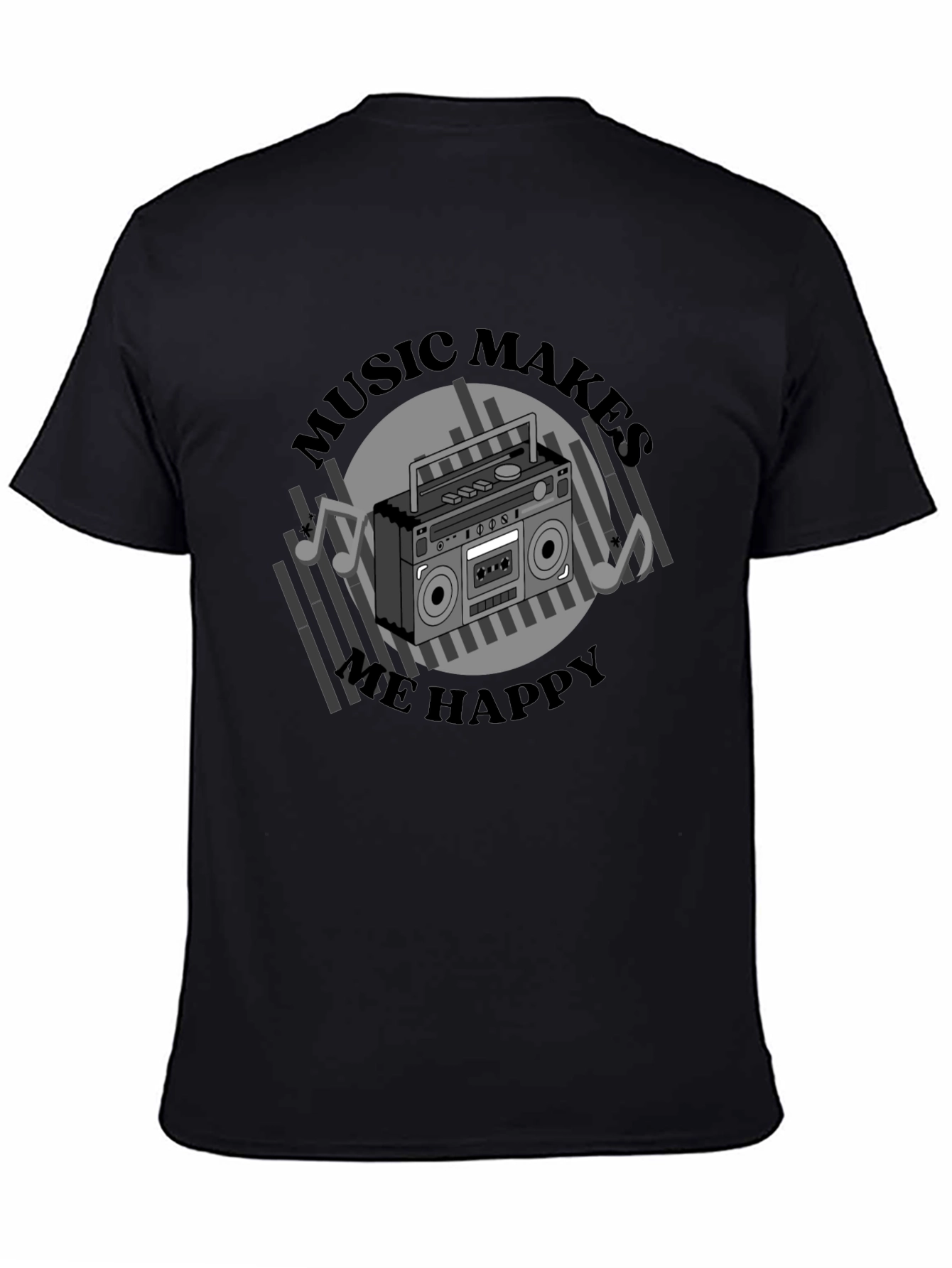 Black Music Makes Me Happy Black Graphic Tee view 4