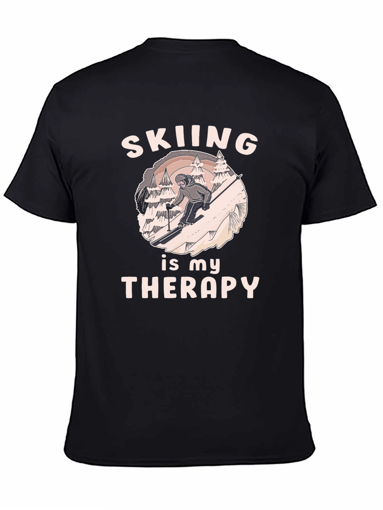 Black Skiing Therapy T-Shirt - Winter Sport Apparel view 4