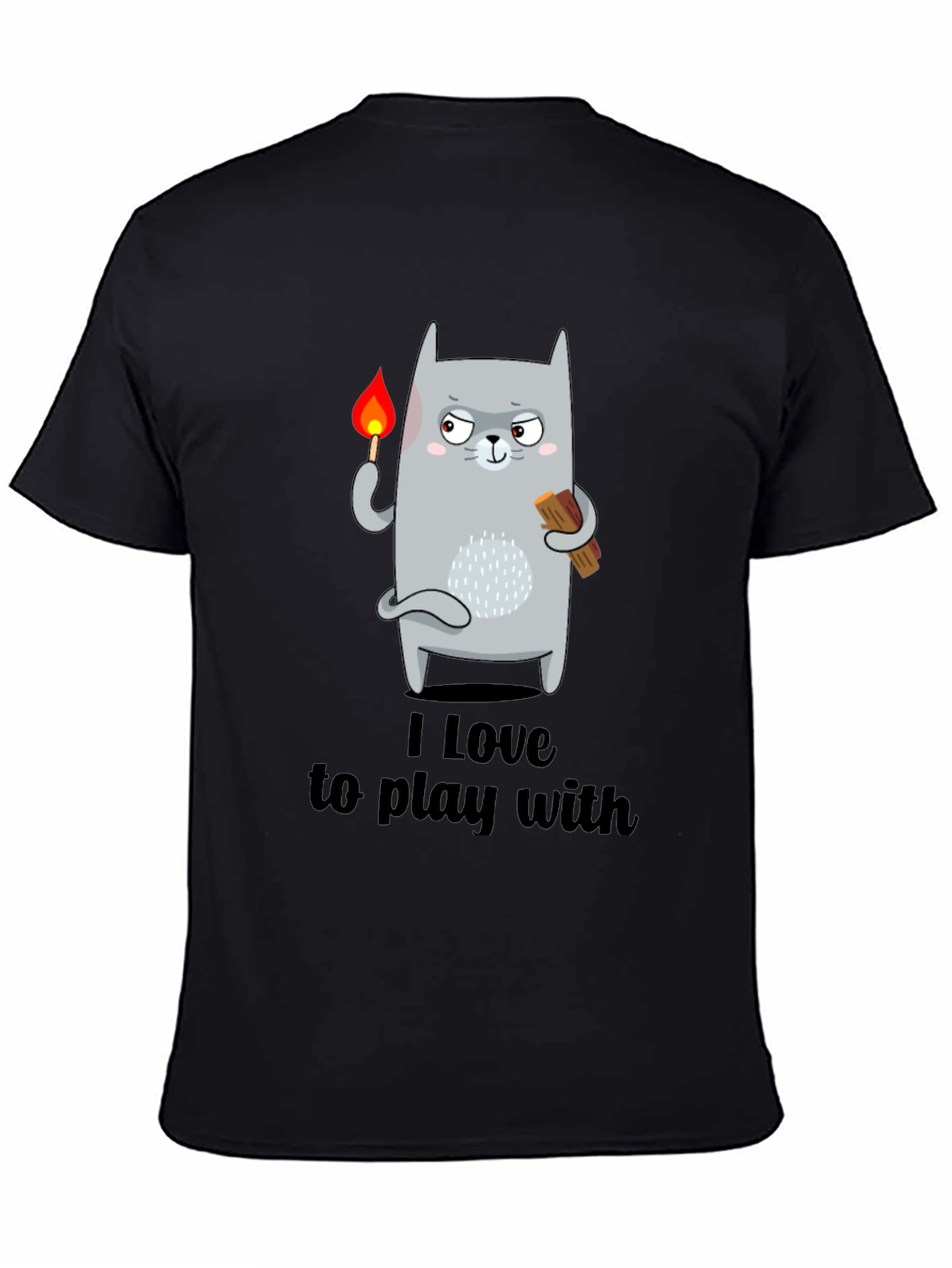 Black I Love To Play With Funny Cat T-Shirt view 4