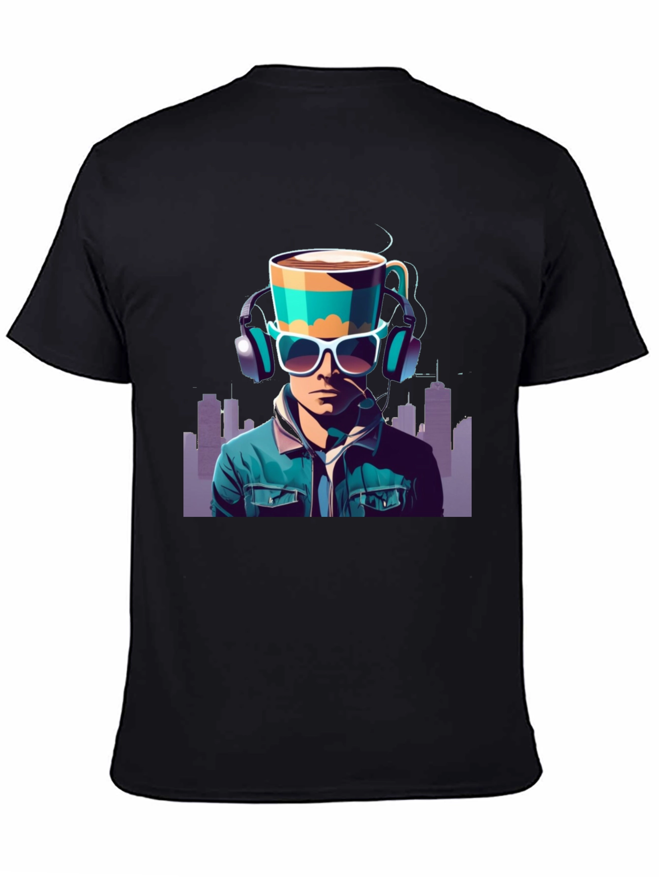 Black Coffee Headphone Man Graphic Tee view 4