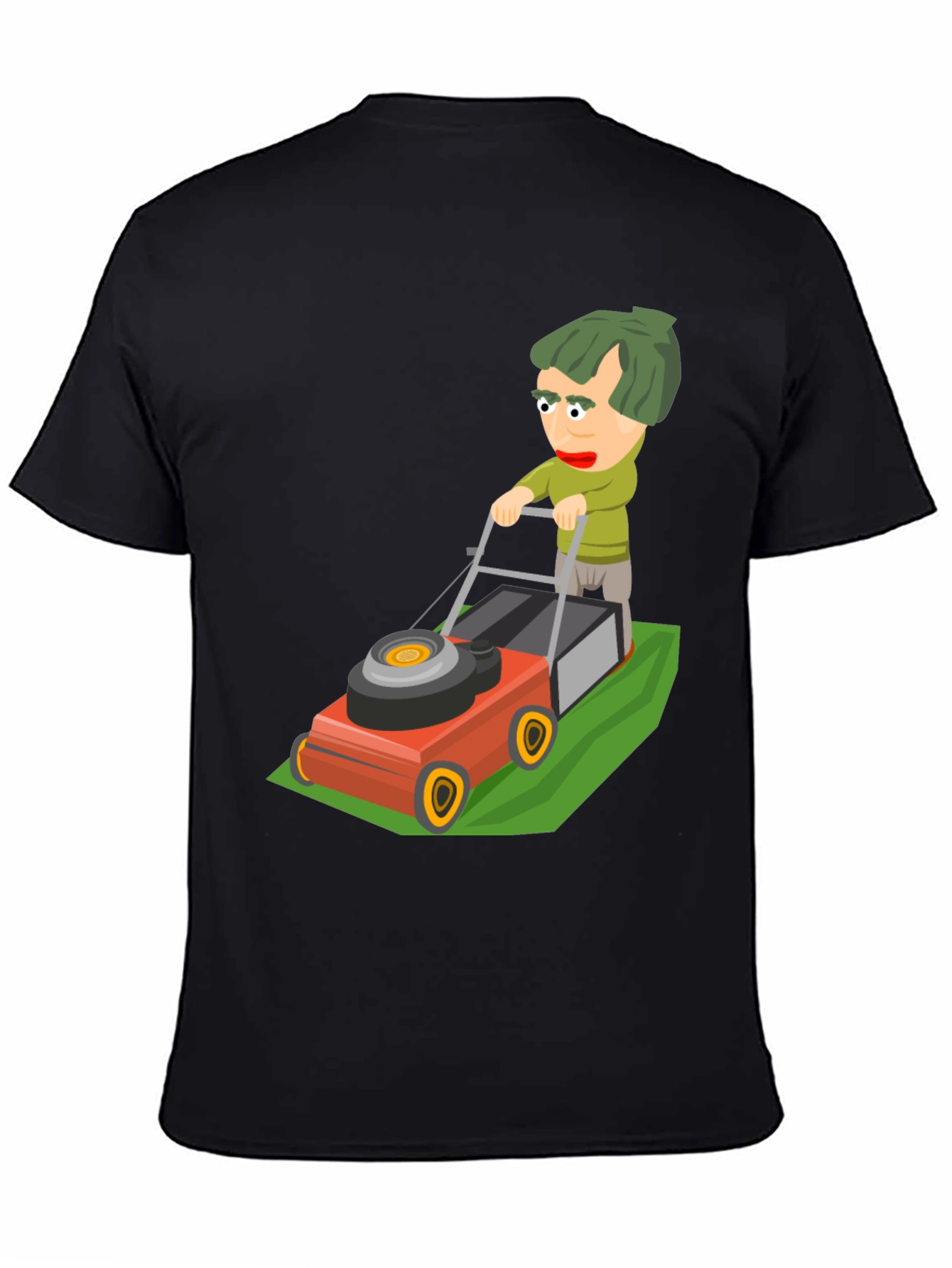 Black Cartoon Lawn Mower Graphic Tee view 4