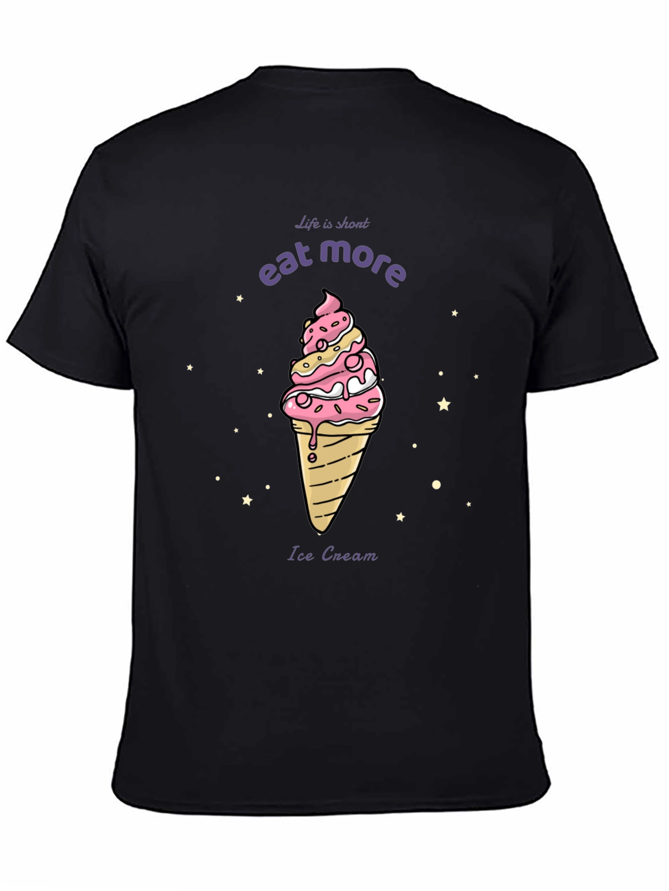 Black Eat More Ice Cream Graphic Tee - Black view 4