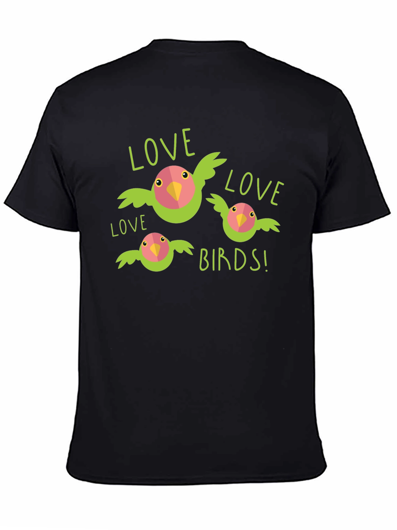 Black Love Birds Black T-Shirt view 4
