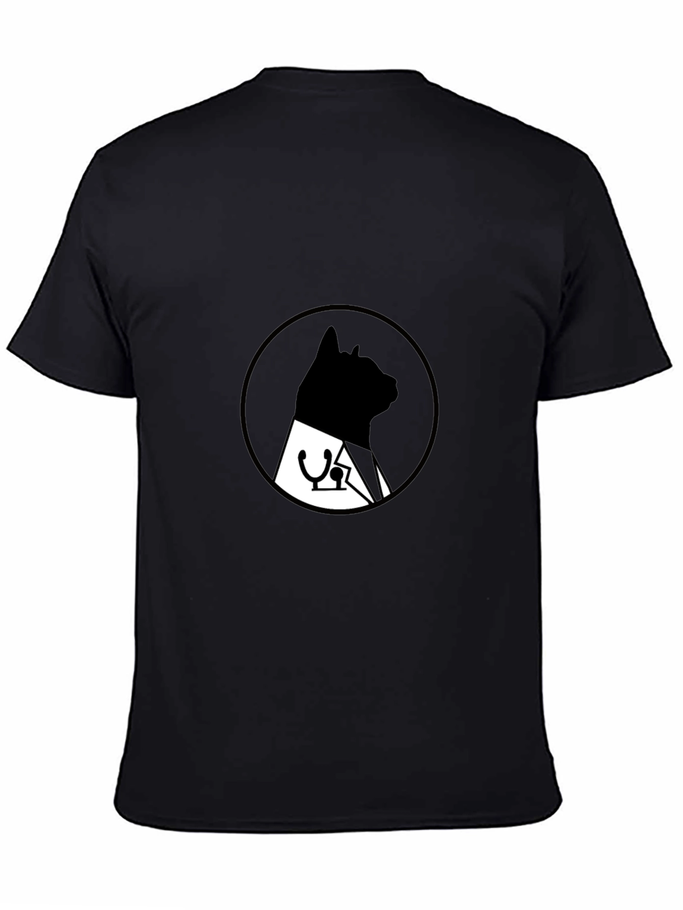 Black Vet Cat Black T-Shirt - Unique Doctor Cat Design view 4