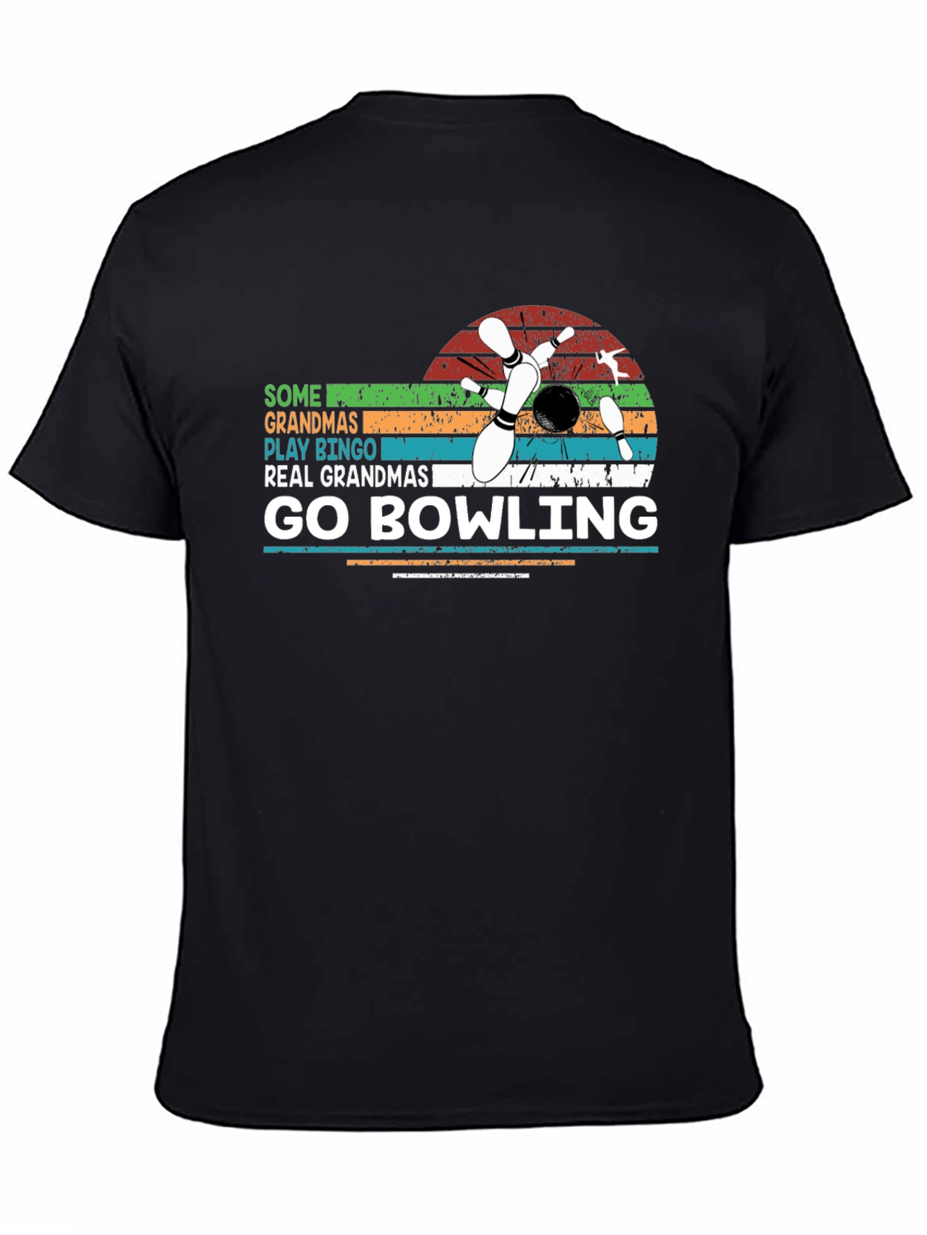 Black Grandma Bowling T-Shirt - Fun Graphic Tee view 4
