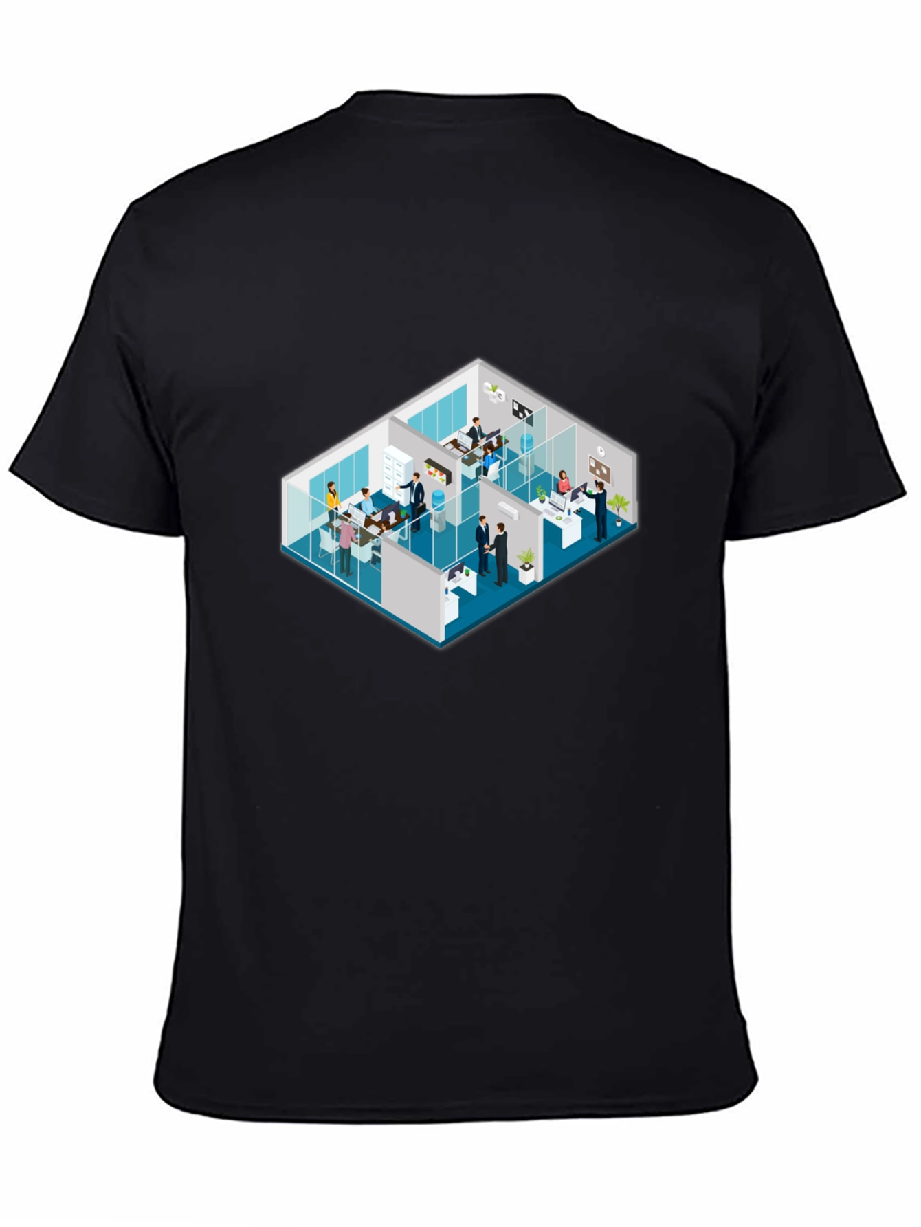 Isometric Office Black T-Shirt - 4