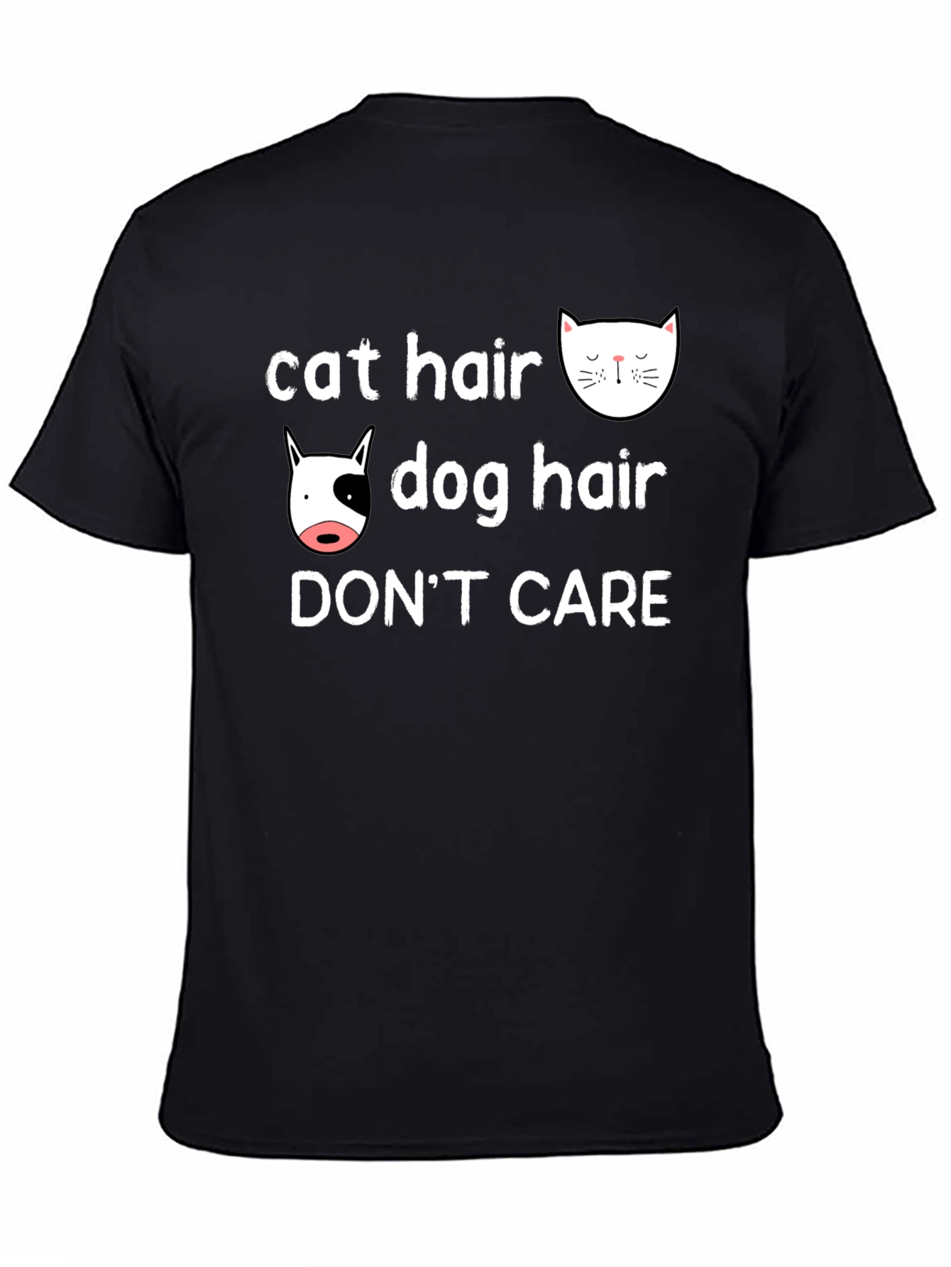 Black Cat & Dog Hair, Don't Care T-Shirt view 4