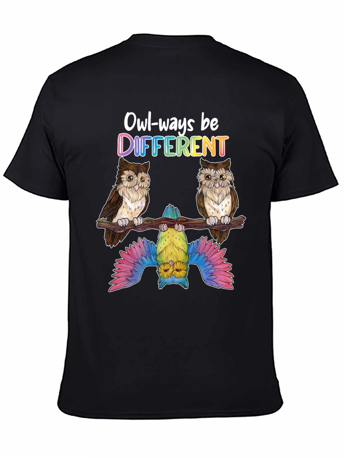 Black Owl-ways Be Different Graphic T-Shirt view 4
