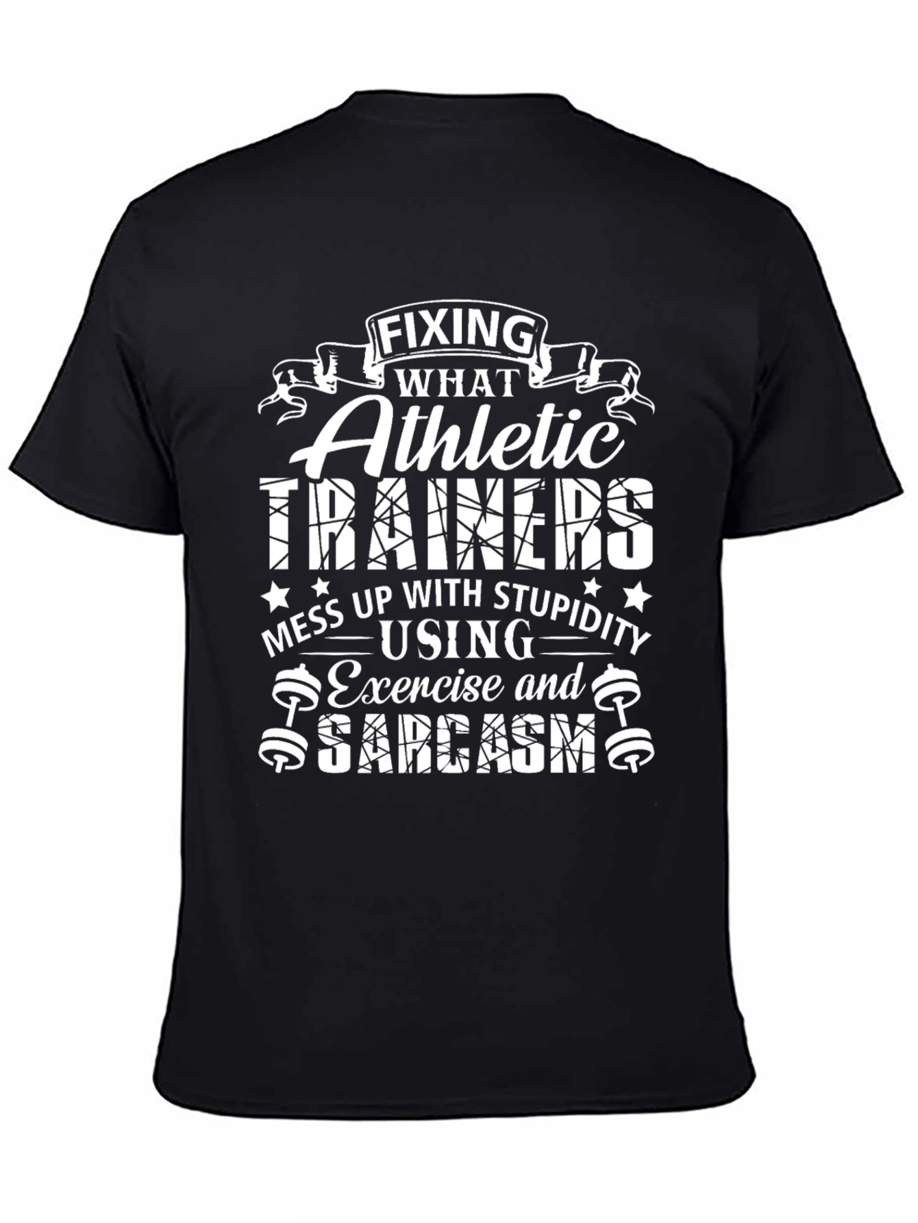 Black Fixing Athletic Trainers Graphic T-Shirt view 4