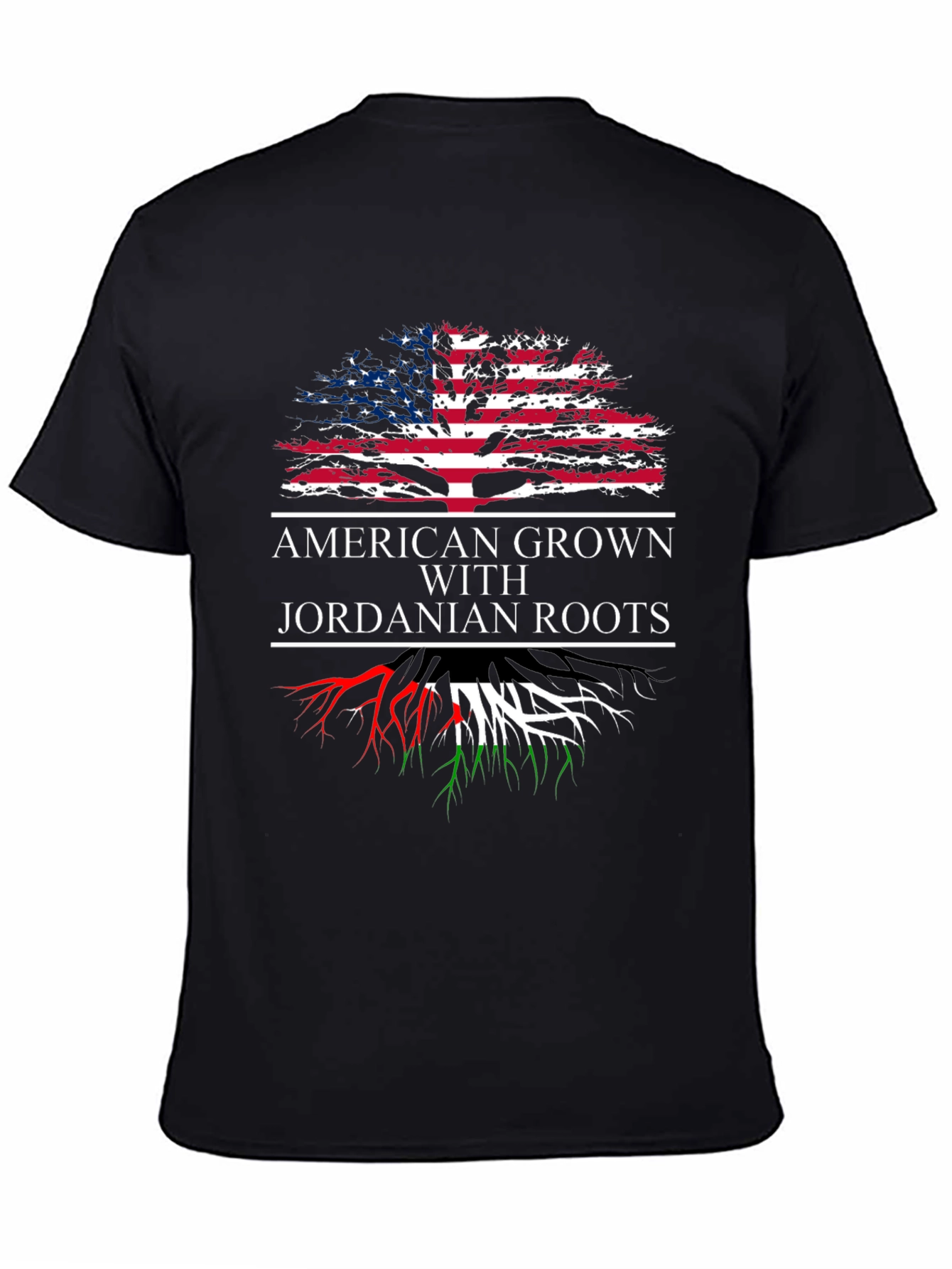 Black American Grown with Jordanian Roots T-Shirt view 4