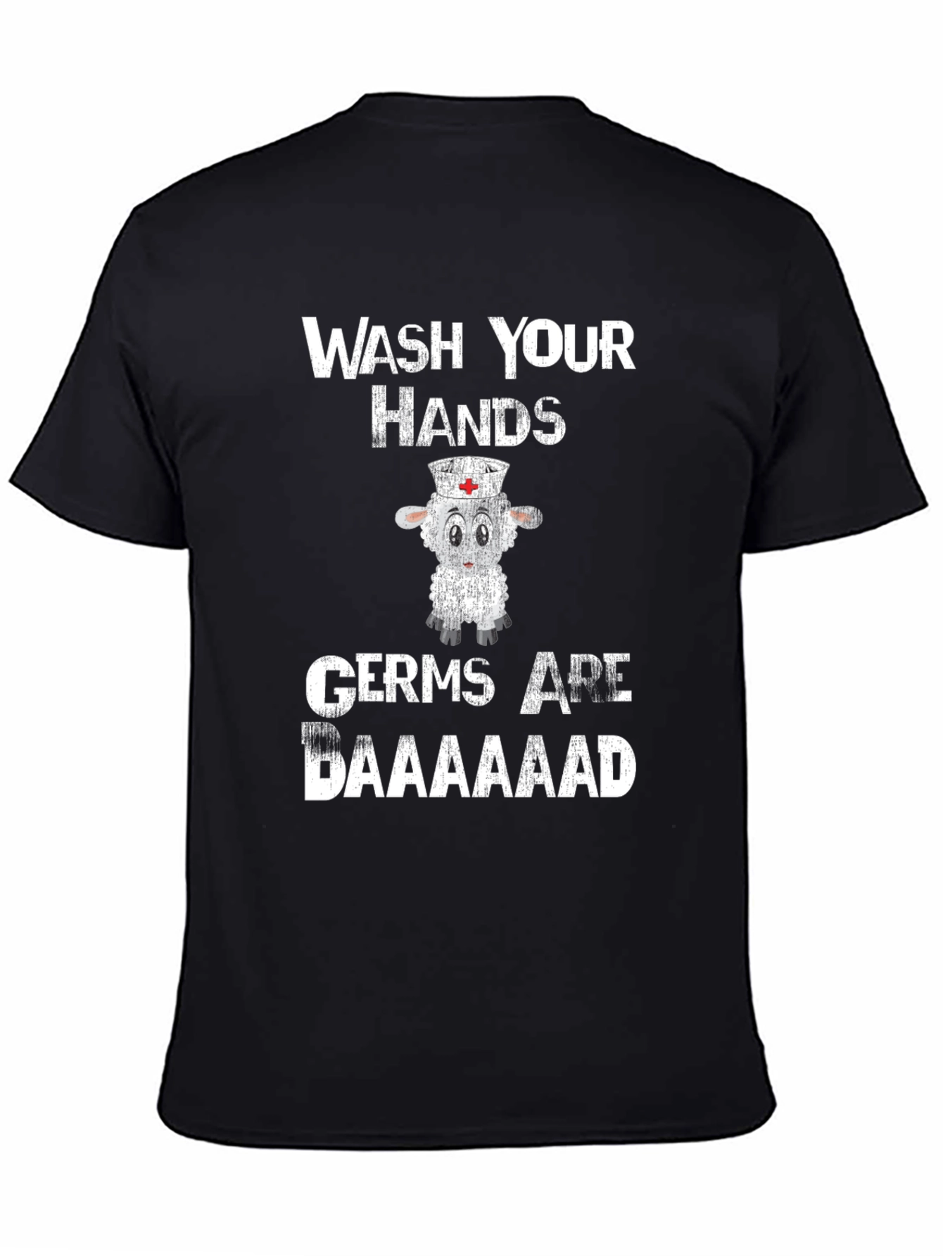 Black Wash Your Hands Nurse Sheep Graphic Tee view 4