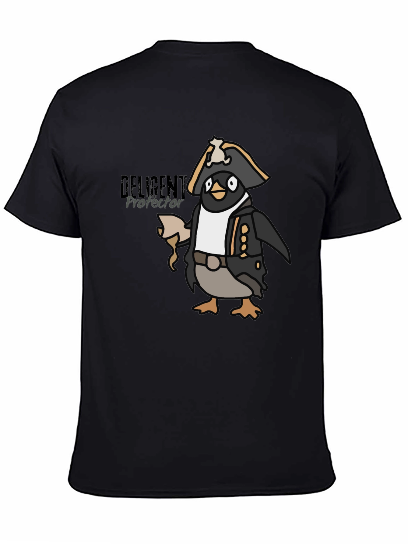 Black Pirate Penguin Graphic Tee - Black Cotton T-Shirt view 4