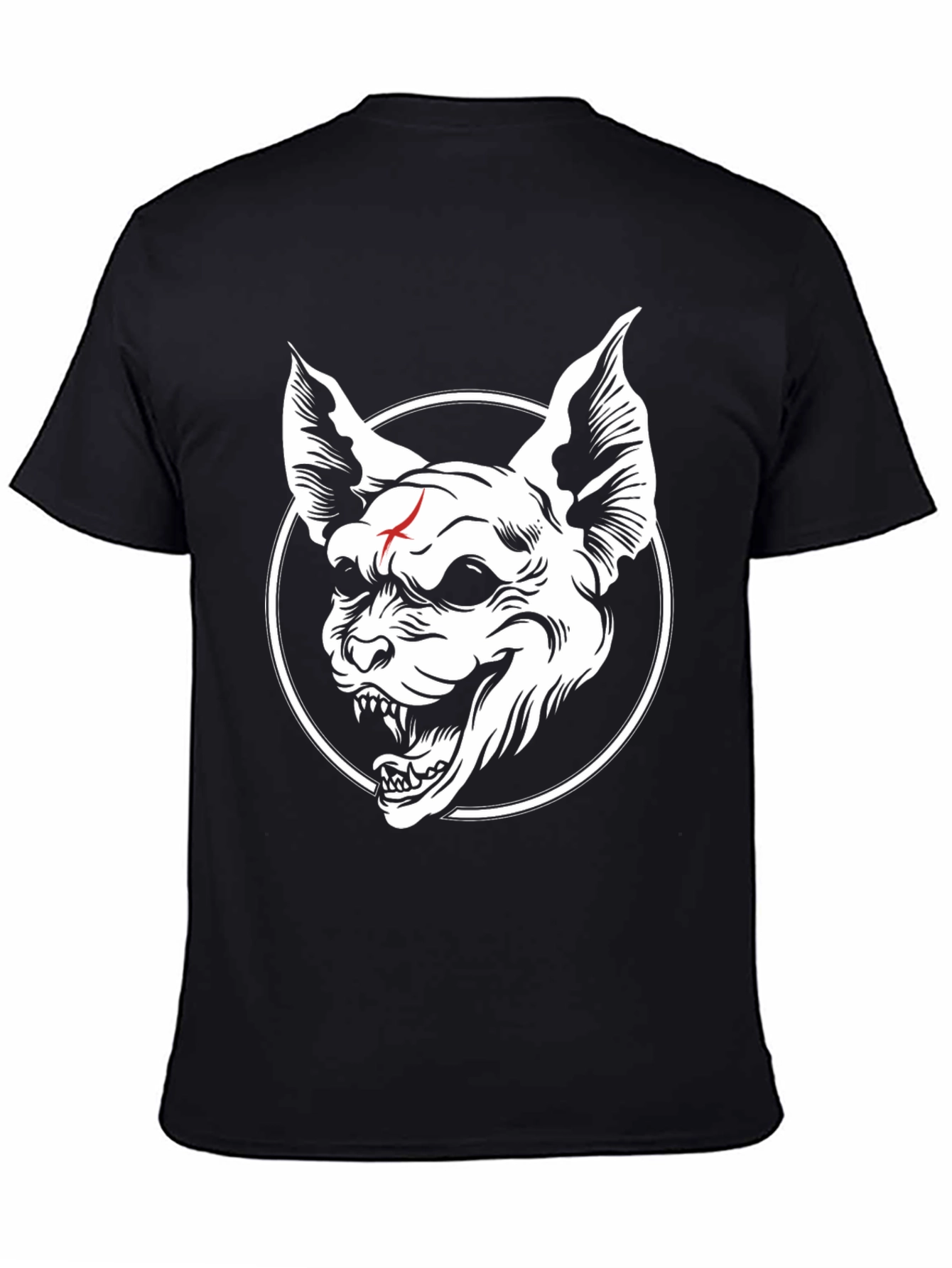 Black Men's Black Graphic Tee - Scary Dog Design view 4