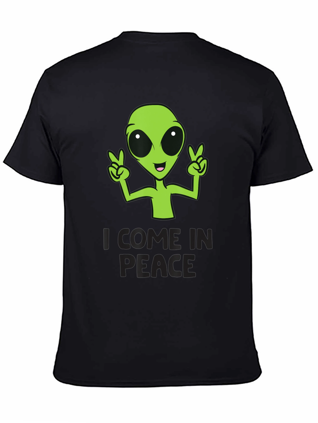 Black I Come In Peace Alien Graphic T-Shirt view 4