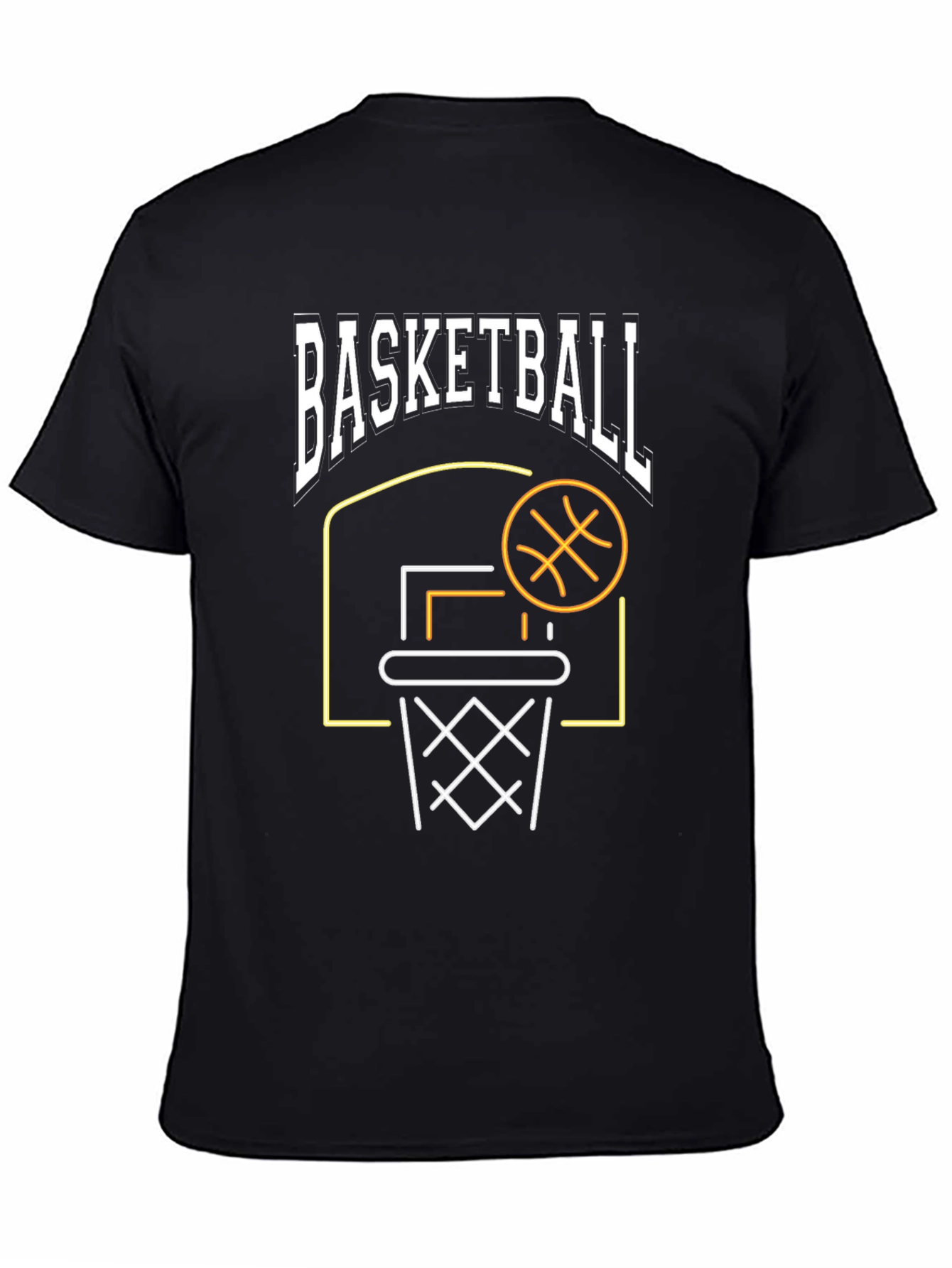 Black Basketball Graphic T-Shirt - Black, Sporty Design view 4