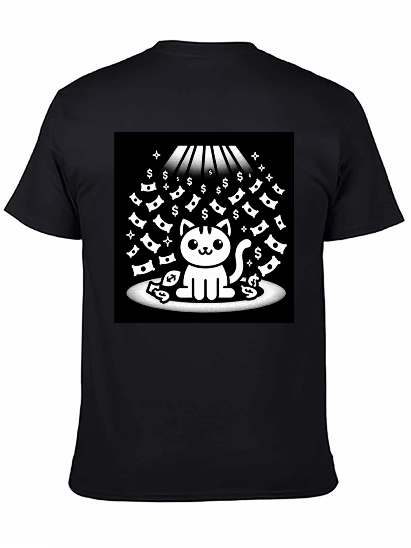 Black Lucky Cat T-Shirt - Money Rain view 4