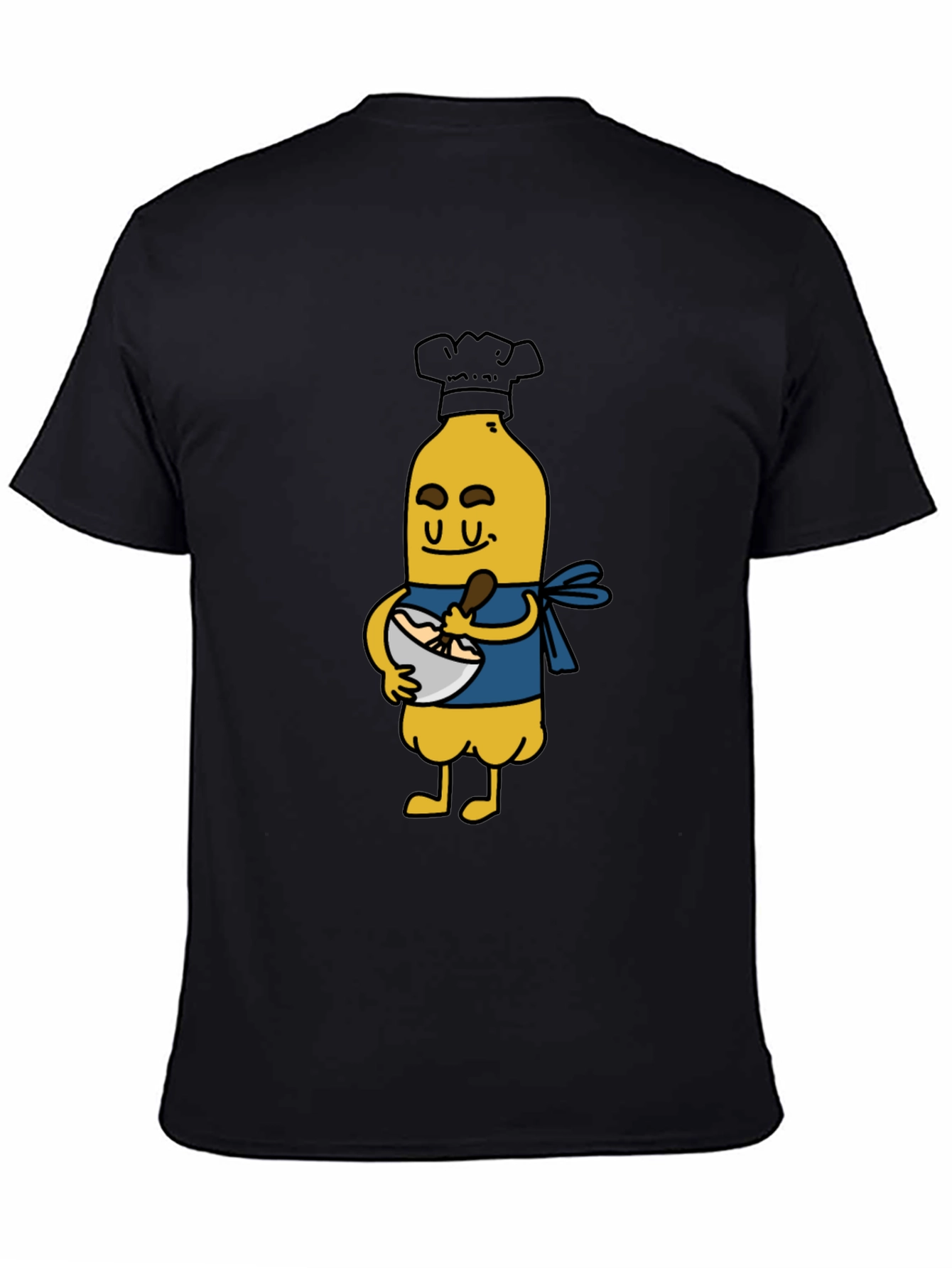Black Chef Banana Cartoon Black T-Shirt view 4