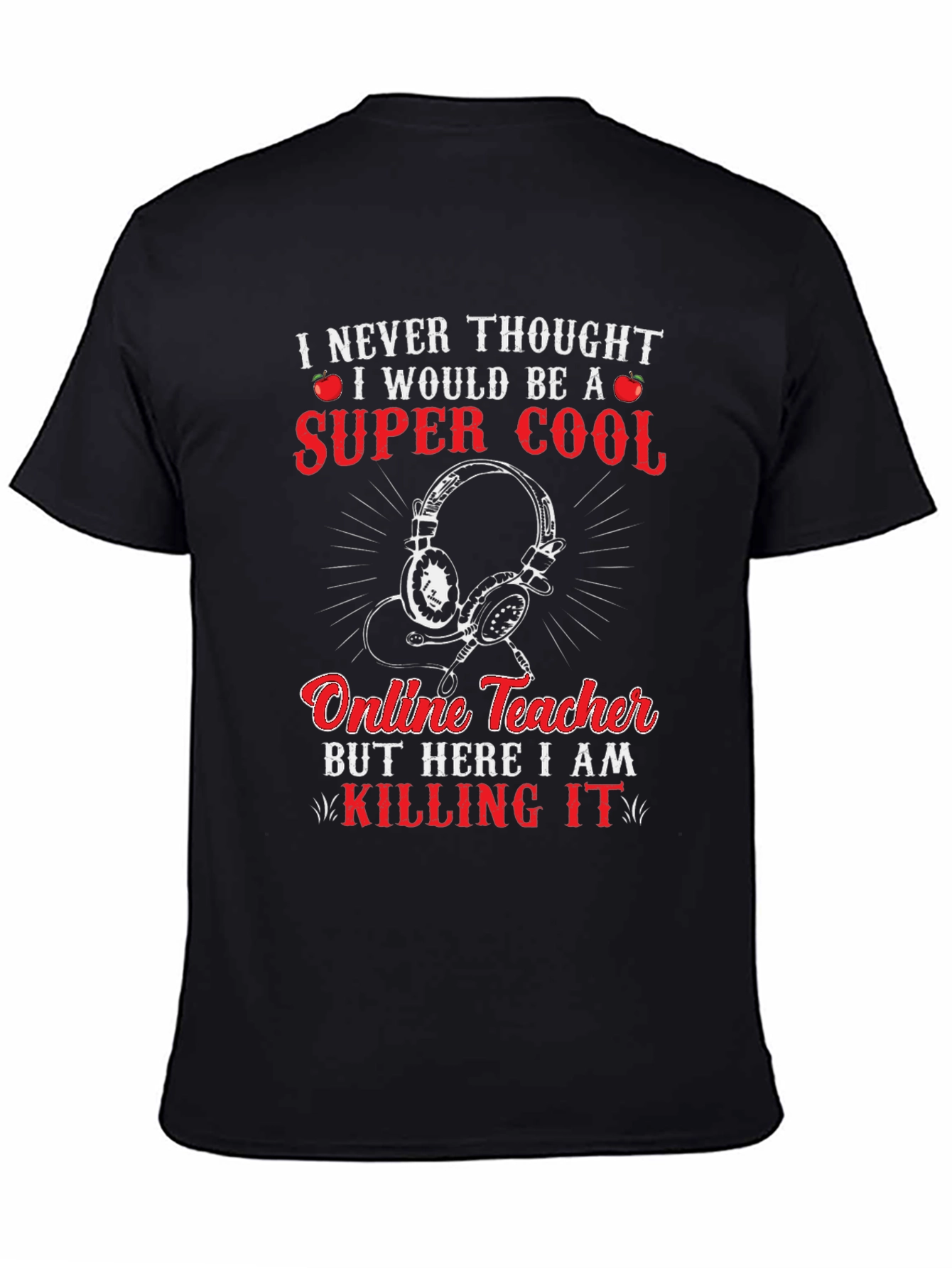Black Super Cool Online Teacher Graphic T-Shirt view 4